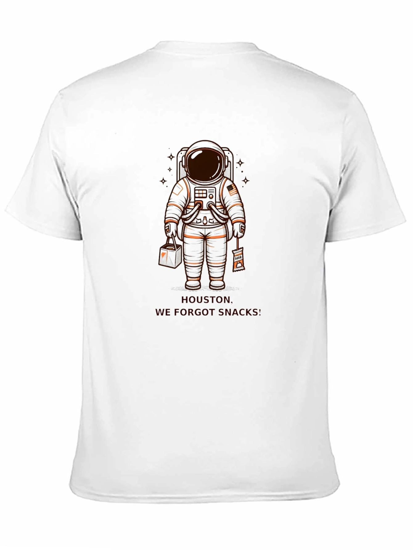 Astronaut Houston We Forgot Snacks Black T-Shirt
