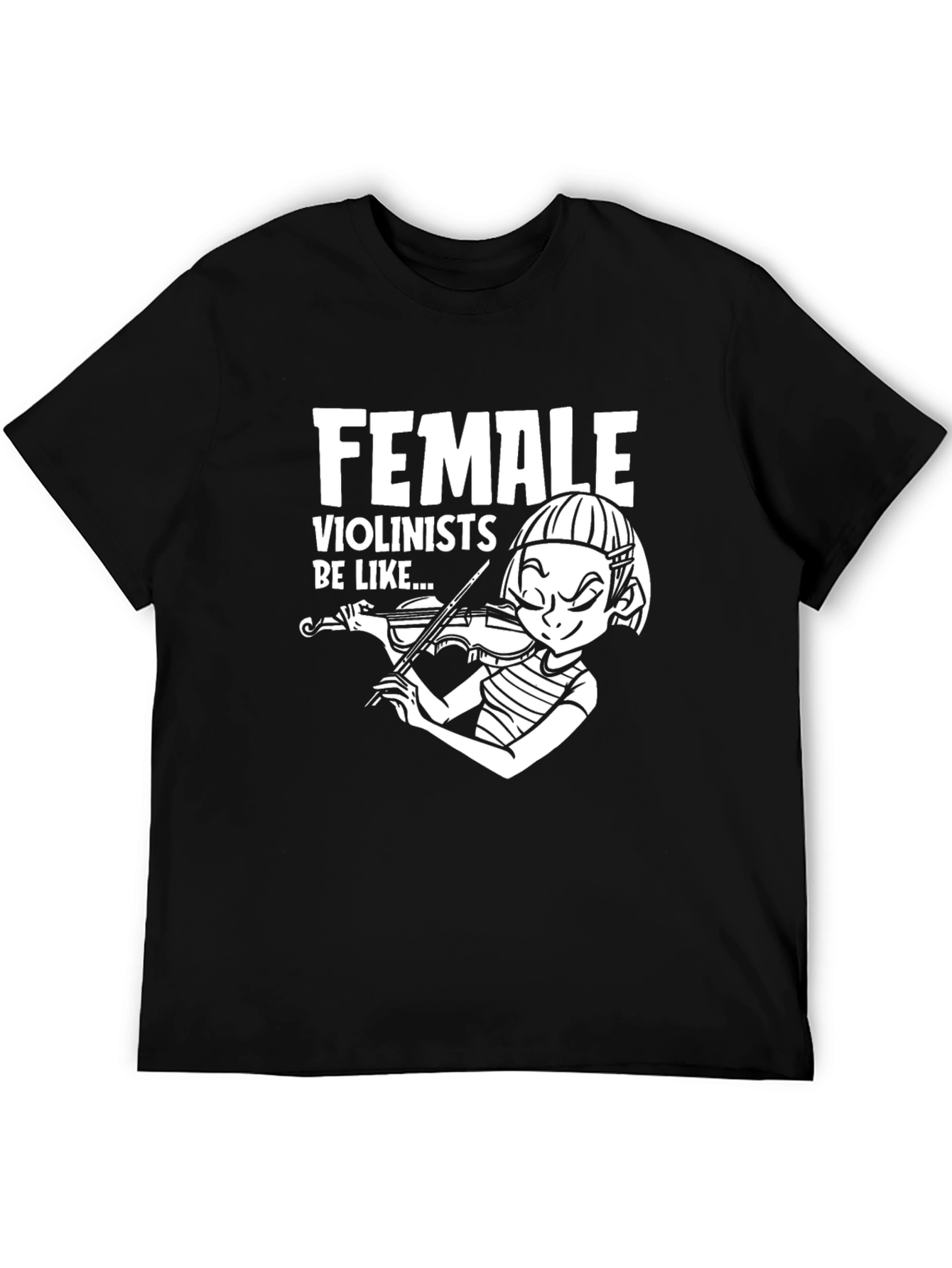 Female Violinists Graphic Tee - Black Cotton T-Shirt