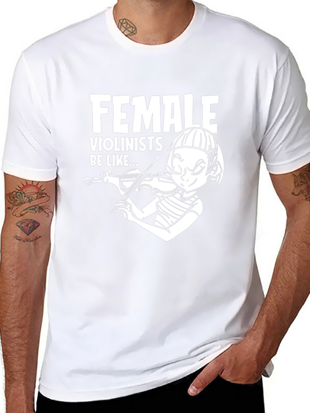 Female Violinists Graphic Tee - Black Cotton T-Shirt