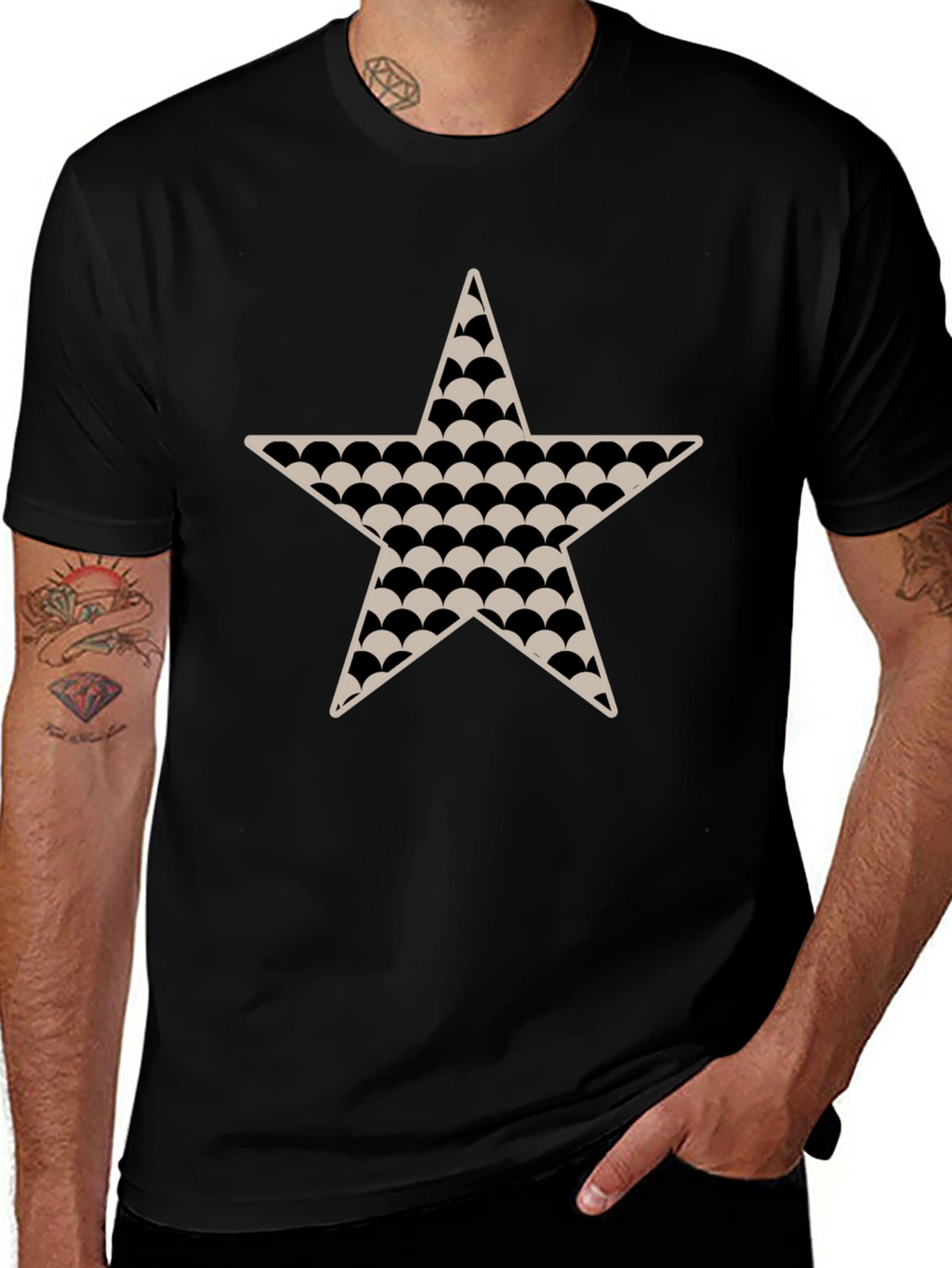 Black Star Patterned T-Shirt