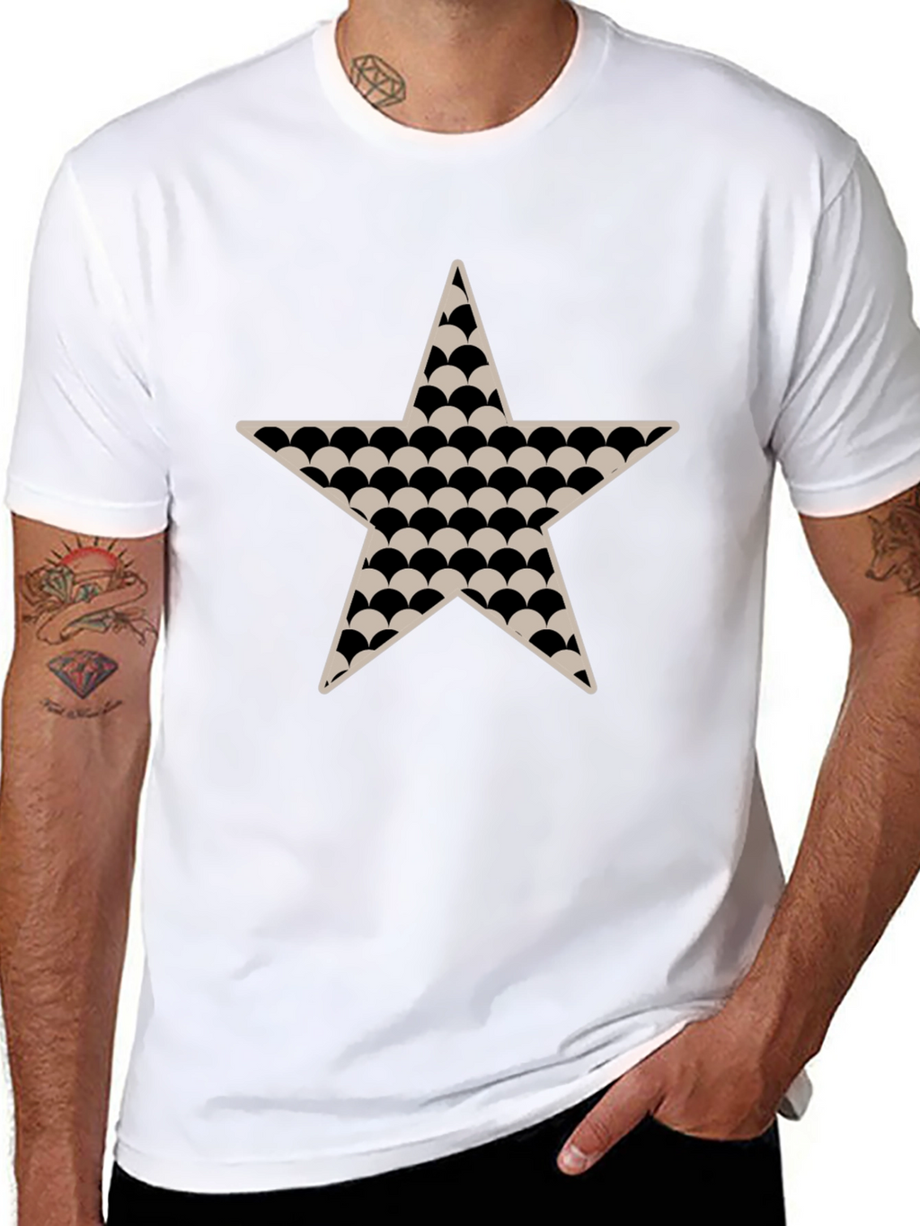 Black Star Patterned T-Shirt