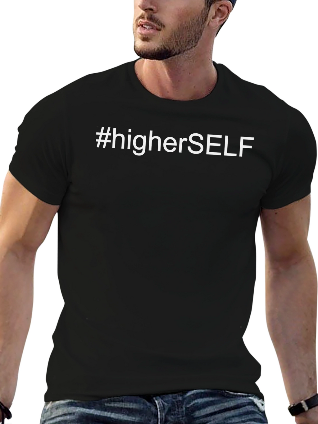 #higherSELF Black Graphic Tee - Motivational Style