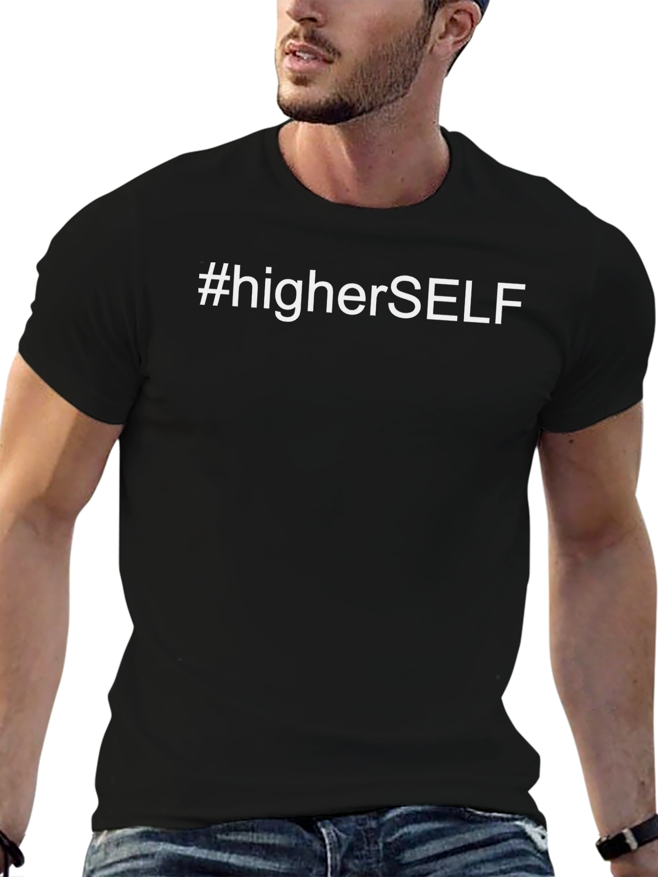 #higherSELF Black Graphic Tee - Motivational Style