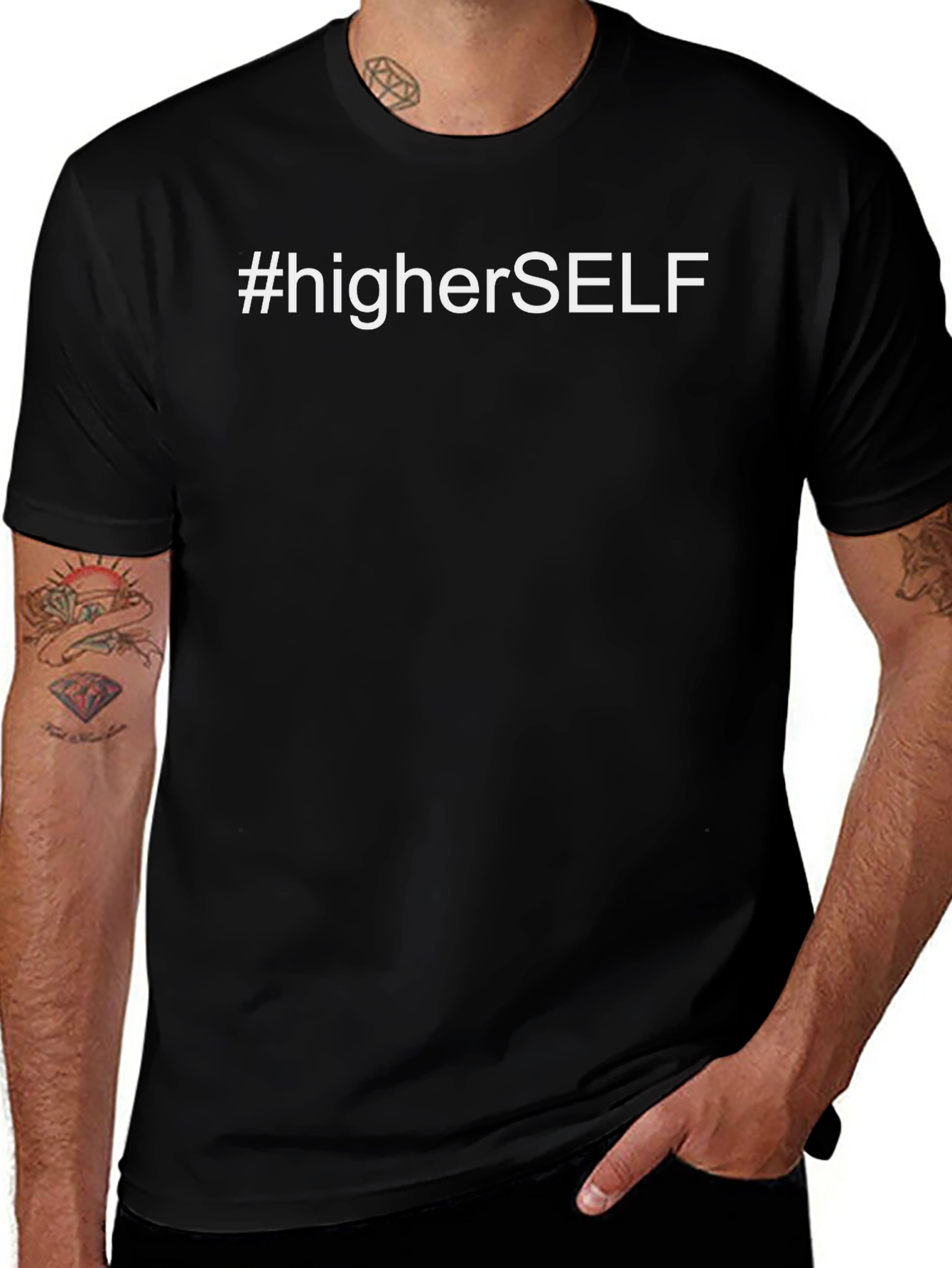 #higherSELF Black Graphic Tee - Motivational Style