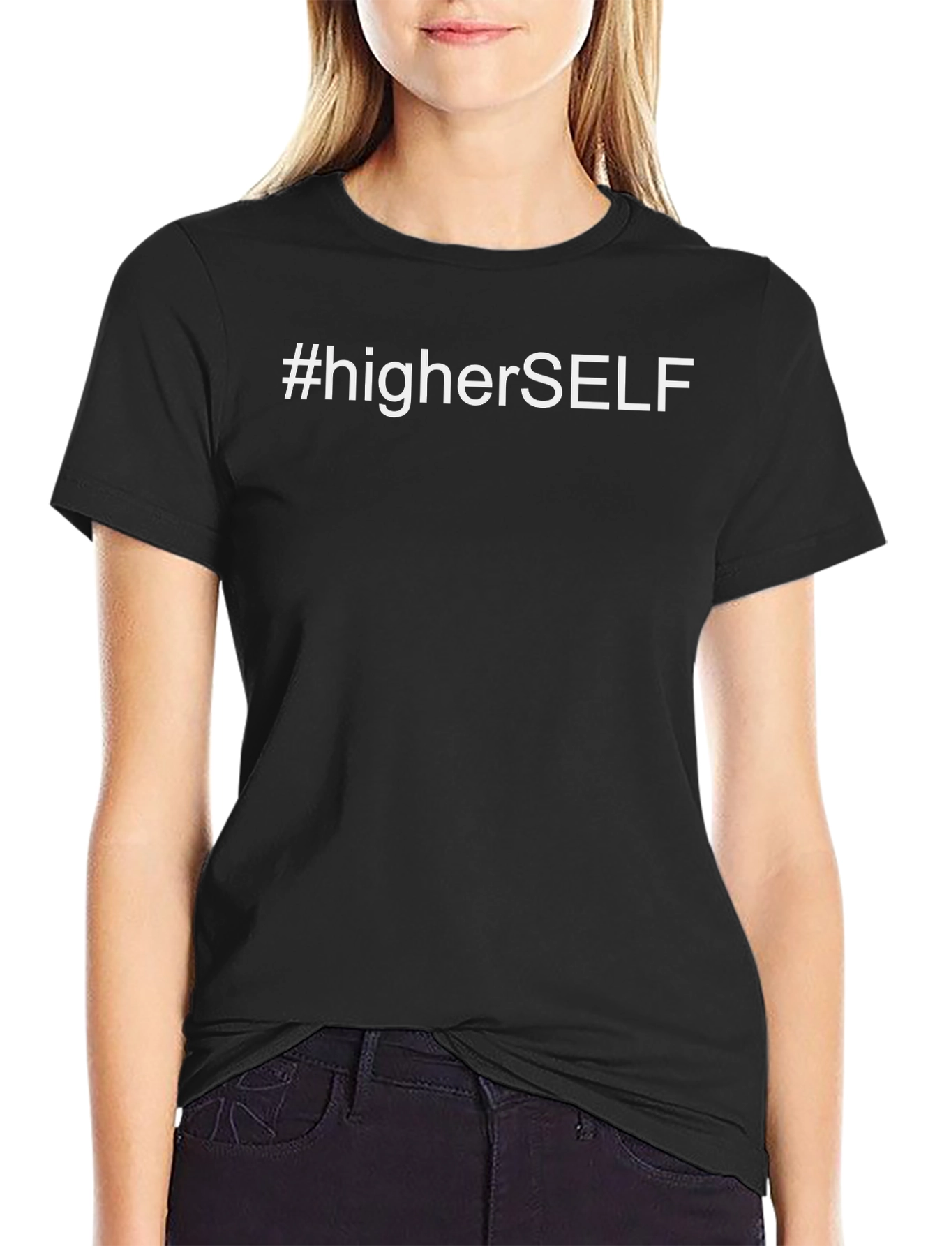 #higherSELF Black Graphic Tee - Motivational Style