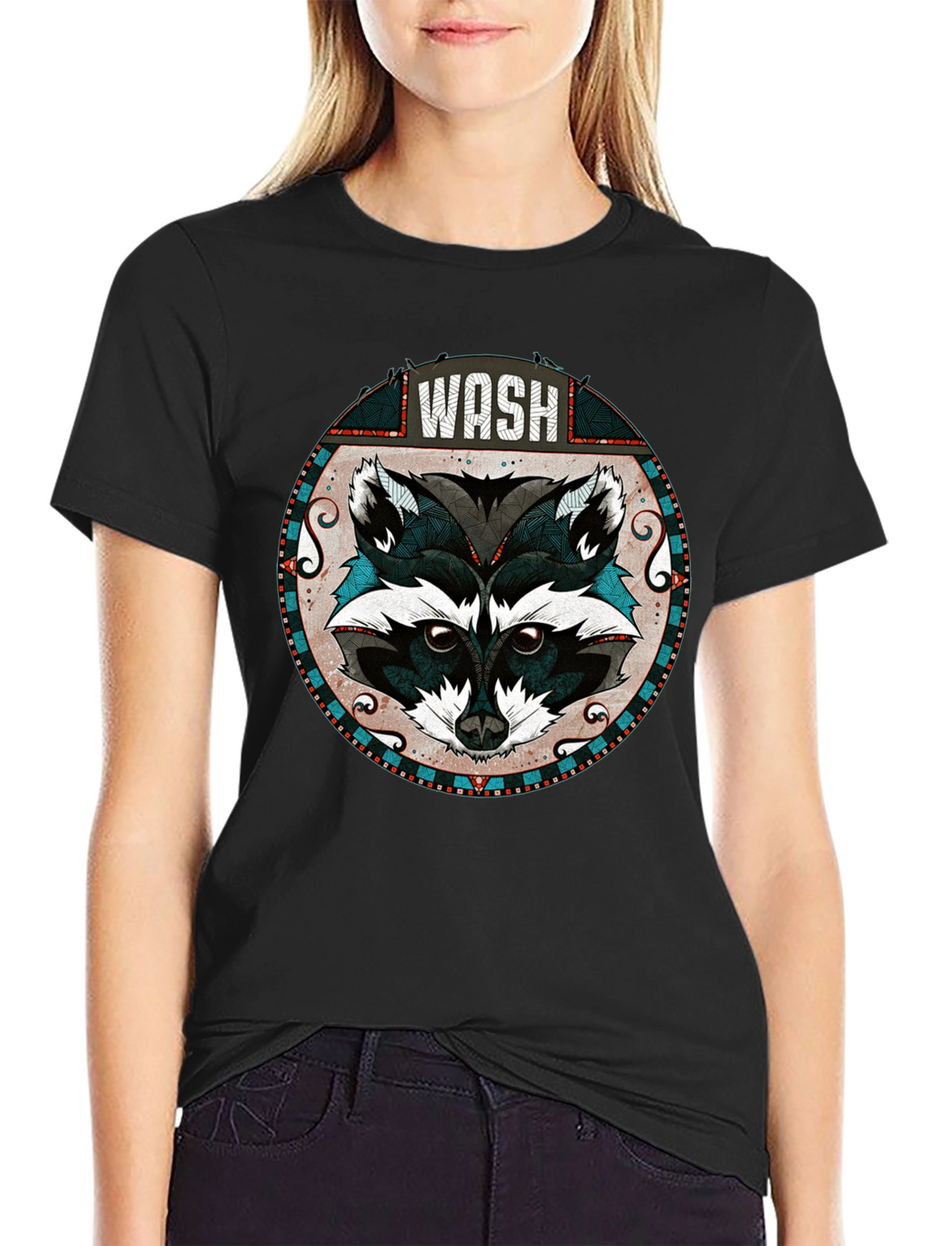 WASH Raccoon Graphic Tee - Cool Animal Design