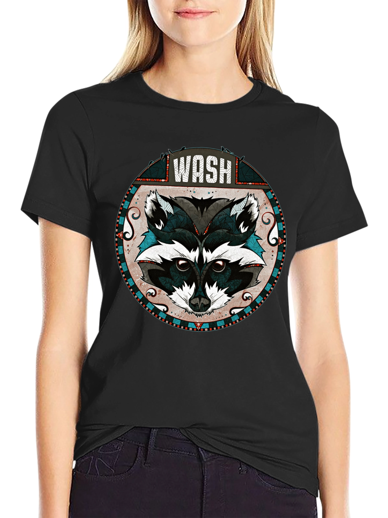 WASH Raccoon Graphic Tee - Cool Animal Design