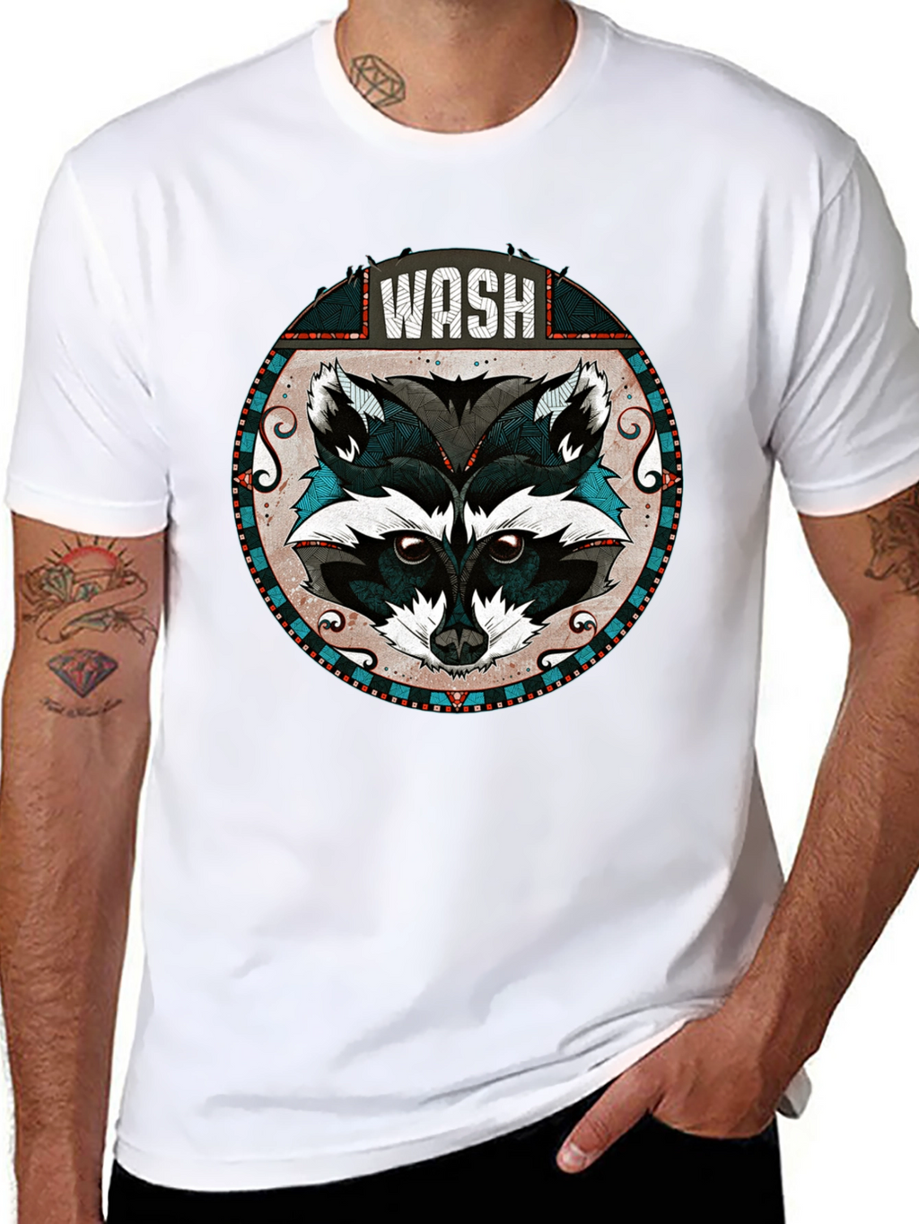 WASH Raccoon Graphic Tee - Cool Animal Design