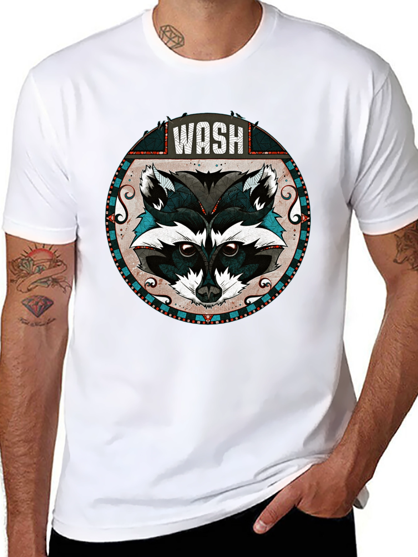 WASH Raccoon Graphic Tee - Cool Animal Design