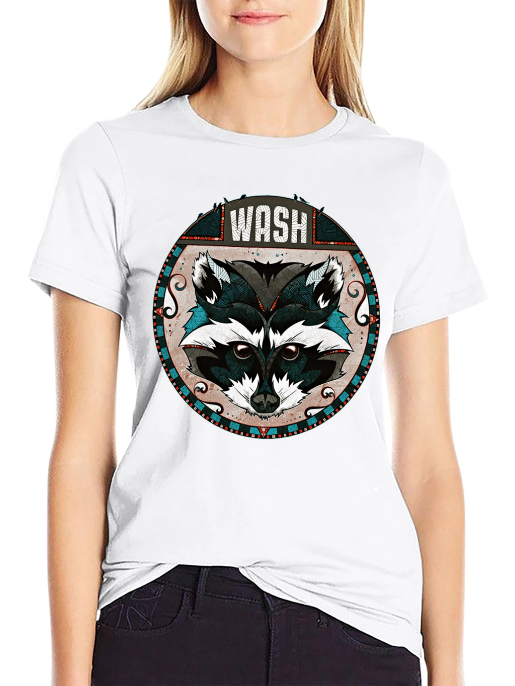 WASH Raccoon Graphic Tee - Cool Animal Design