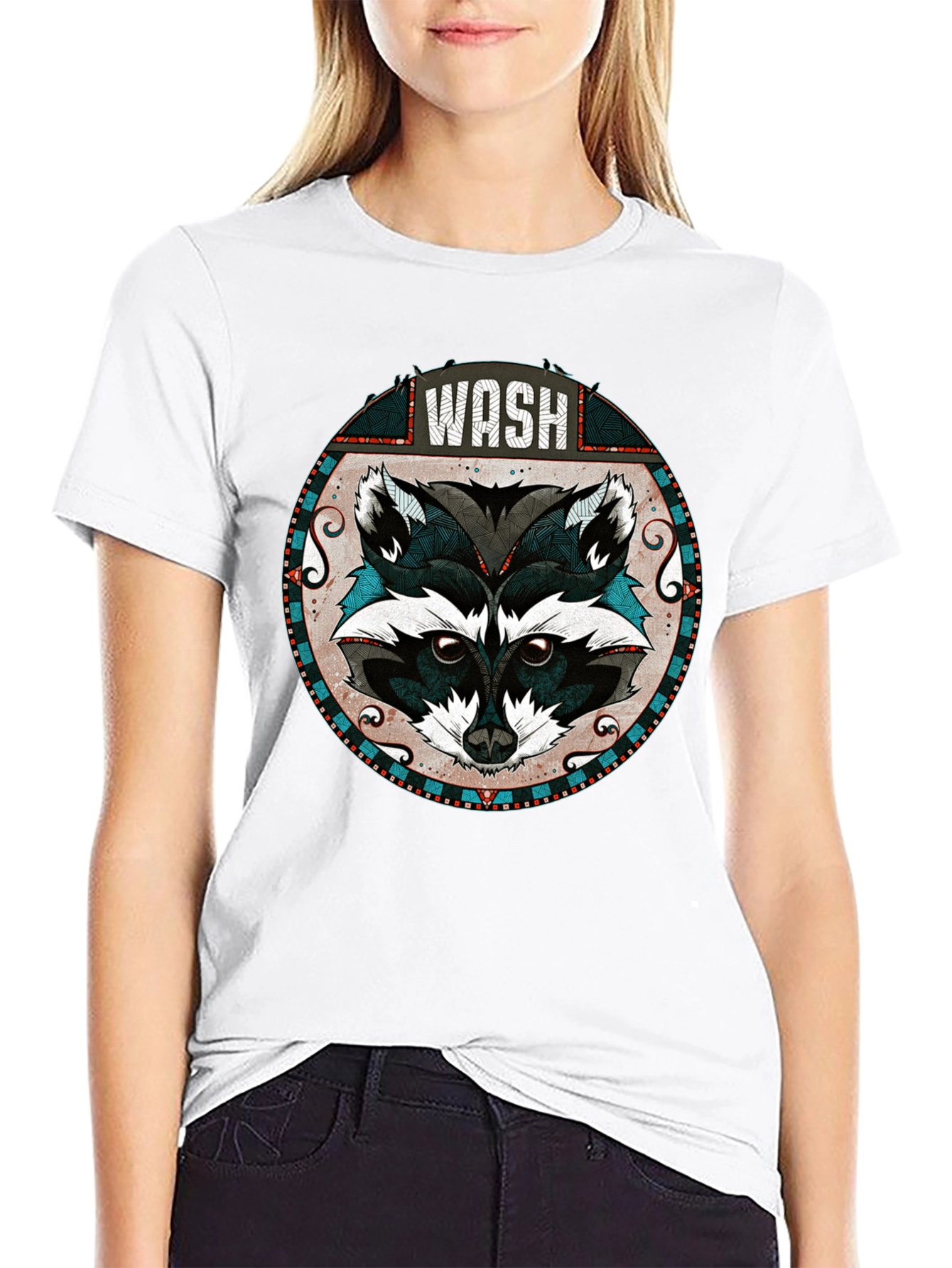 WASH Raccoon Graphic Tee - Cool Animal Design