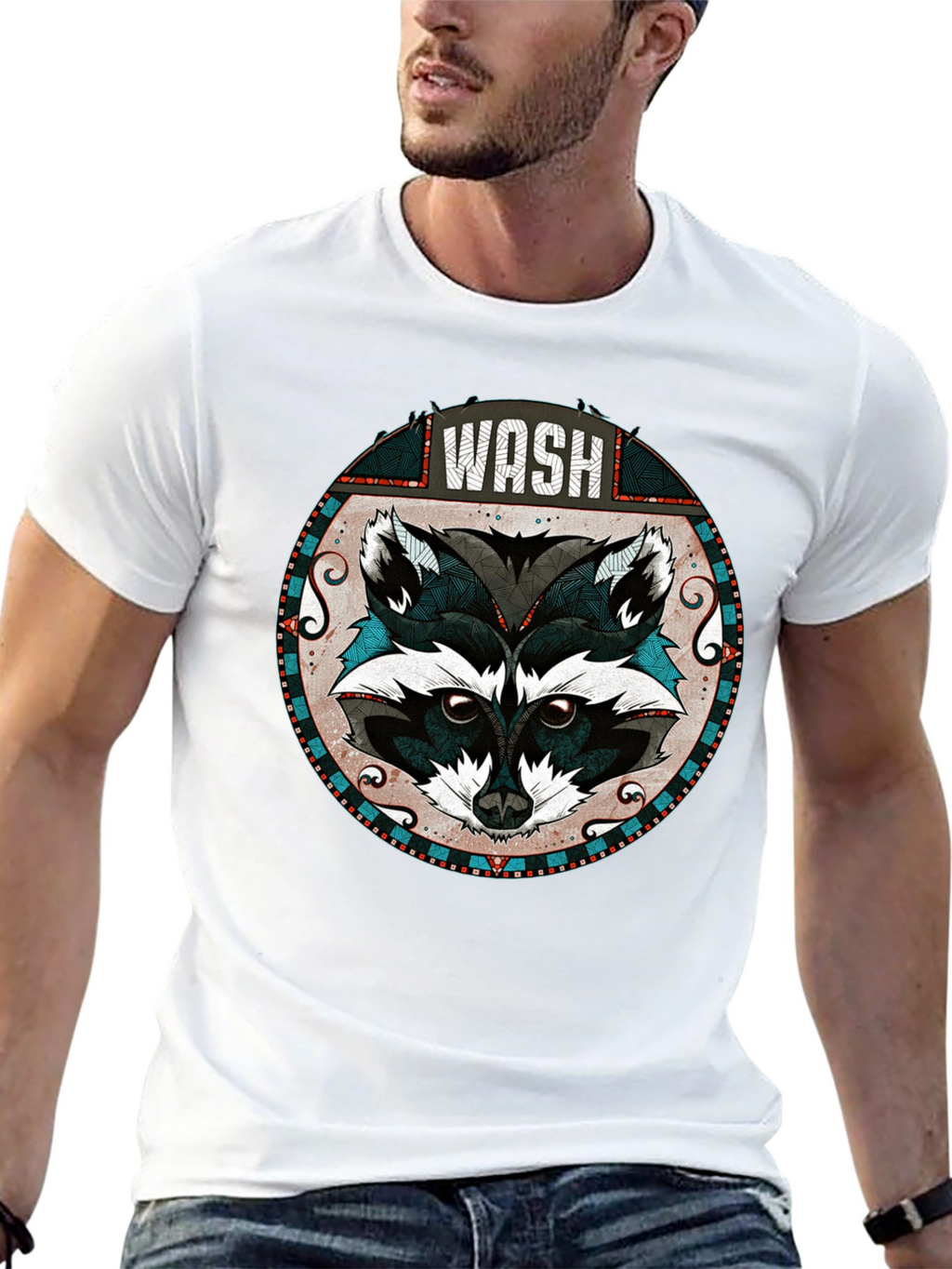 WASH Raccoon Graphic Tee - Cool Animal Design