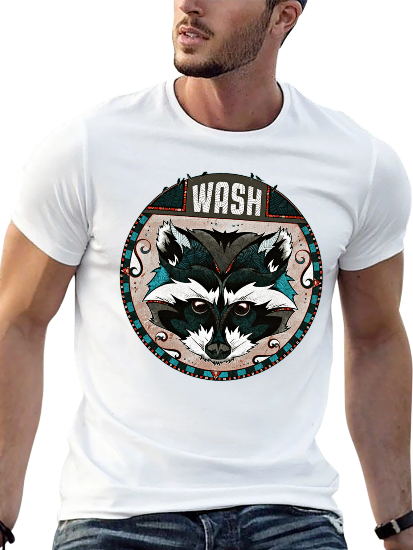 WASH Raccoon Graphic Tee - Cool Animal Design