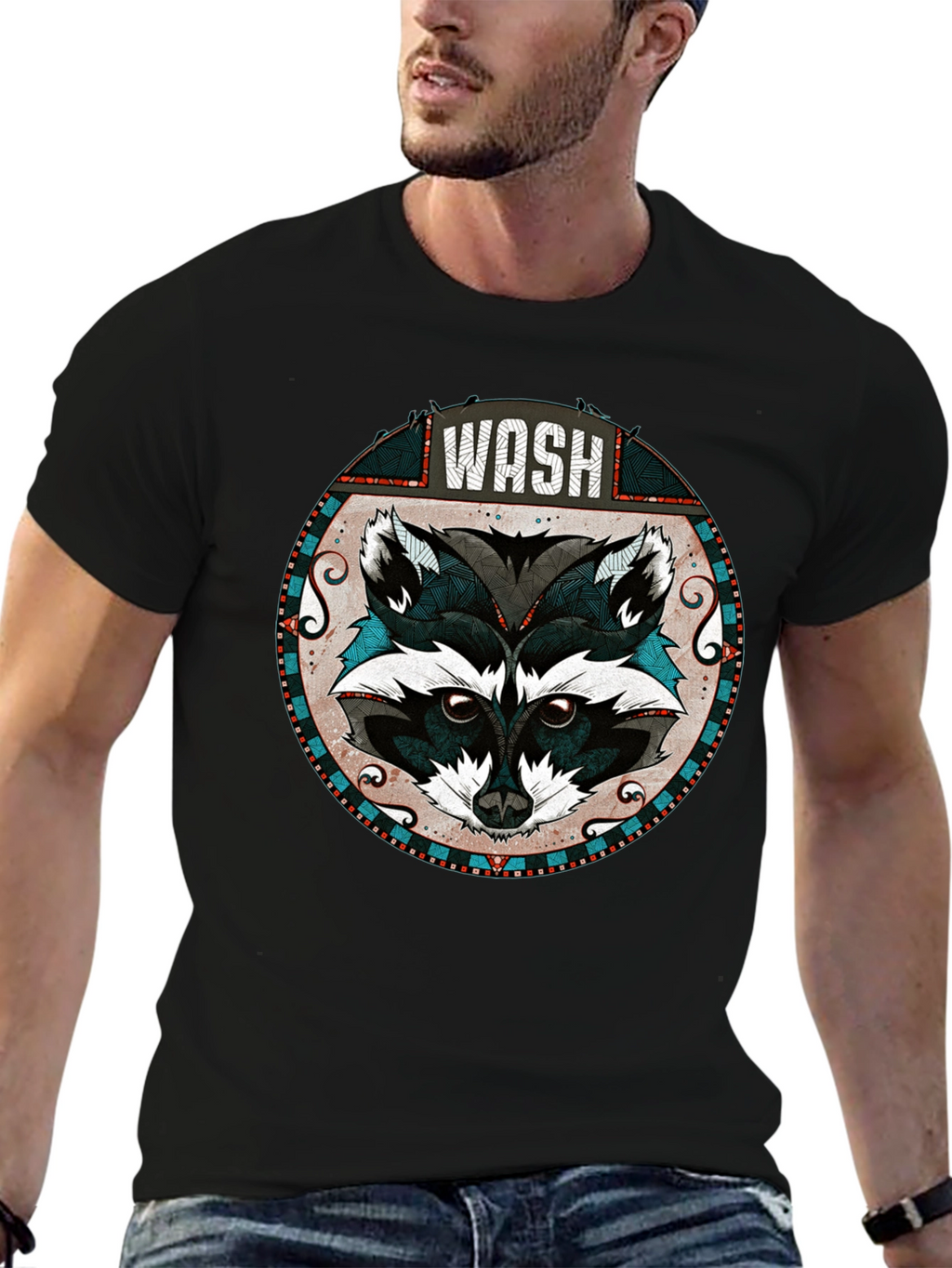 WASH Raccoon Graphic Tee - Cool Animal Design