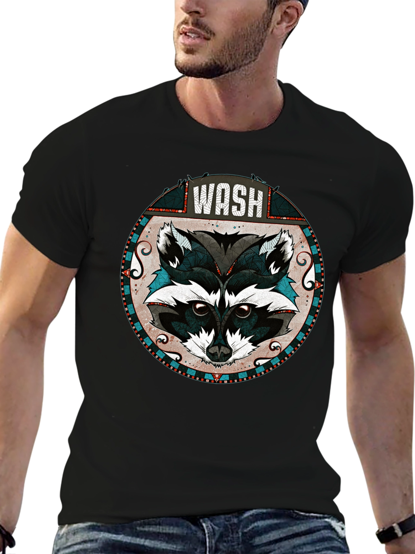 WASH Raccoon Graphic Tee - Cool Animal Design