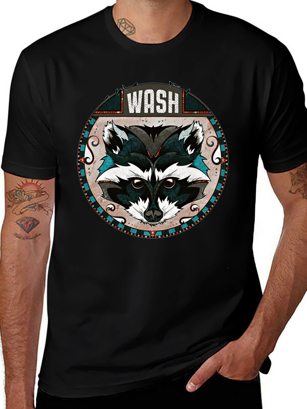 WASH Raccoon Graphic Tee - Cool Animal Design