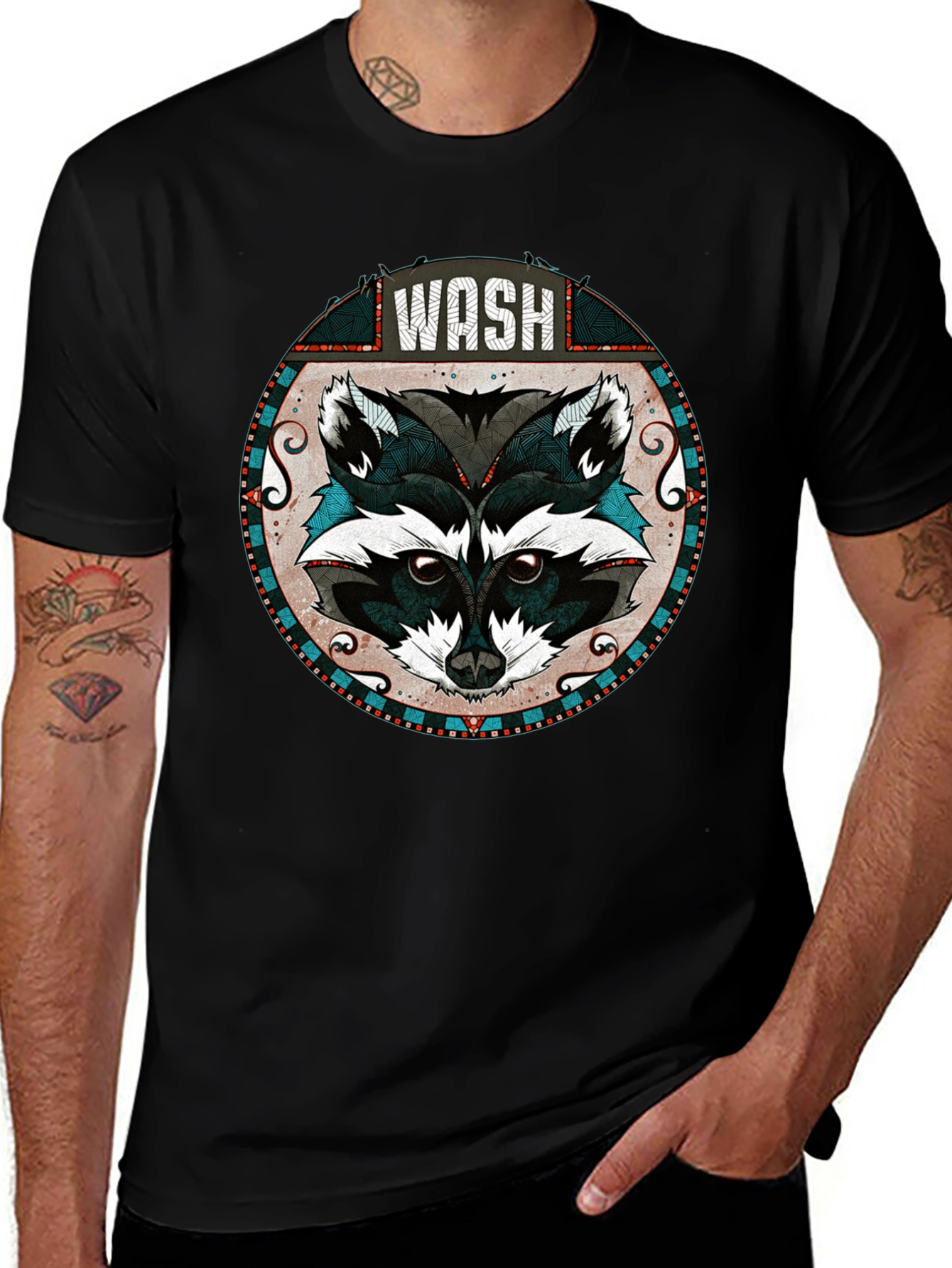 WASH Raccoon Graphic Tee - Cool Animal Design