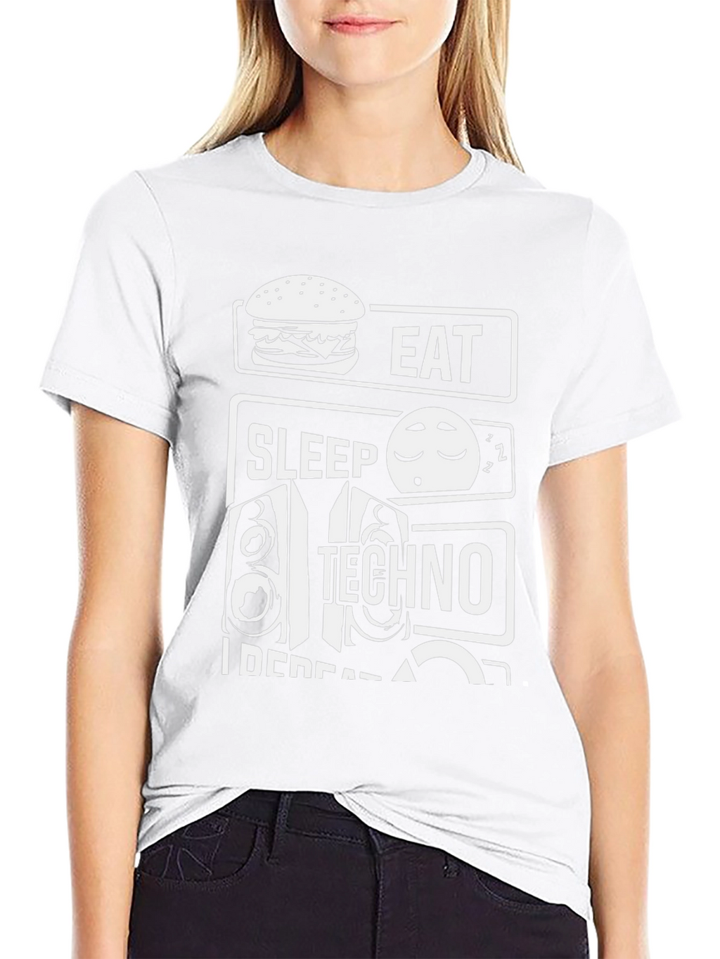 Eat Sleep Techno Repeat Black Graphic Tee