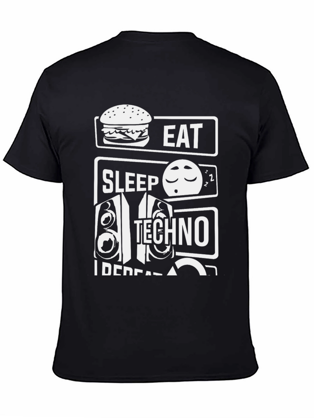 Eat Sleep Techno Repeat Black Graphic Tee