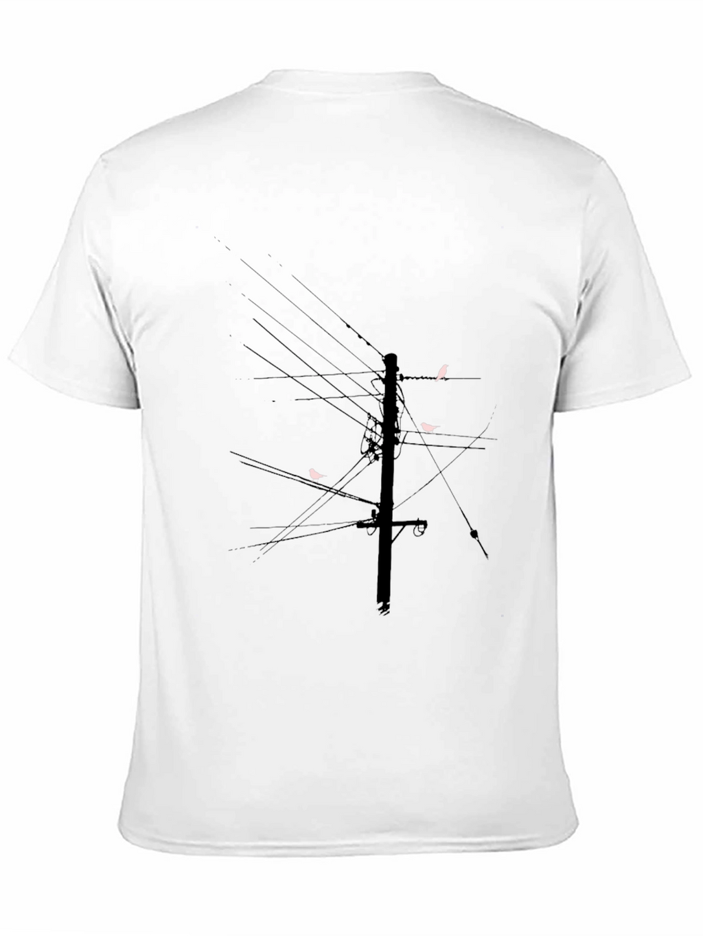 Modern Black T-Shirt with Bird on Wire Graphic