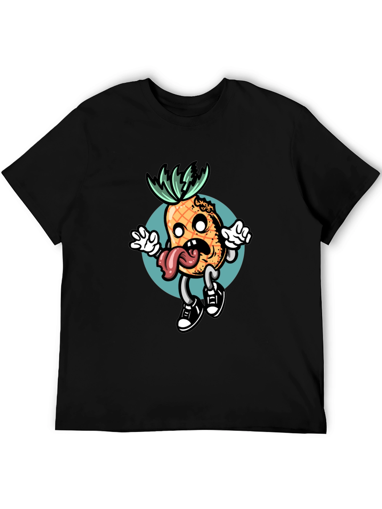 Black T-Shirt with Funny Pineapple Graphic