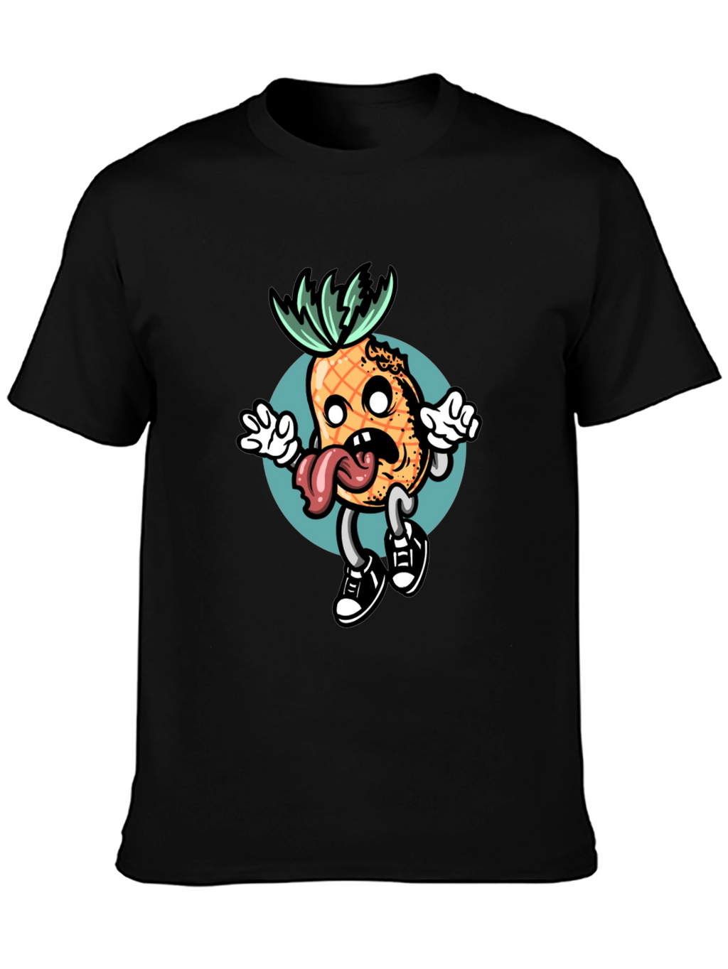 Black T-Shirt with Funny Pineapple Graphic
