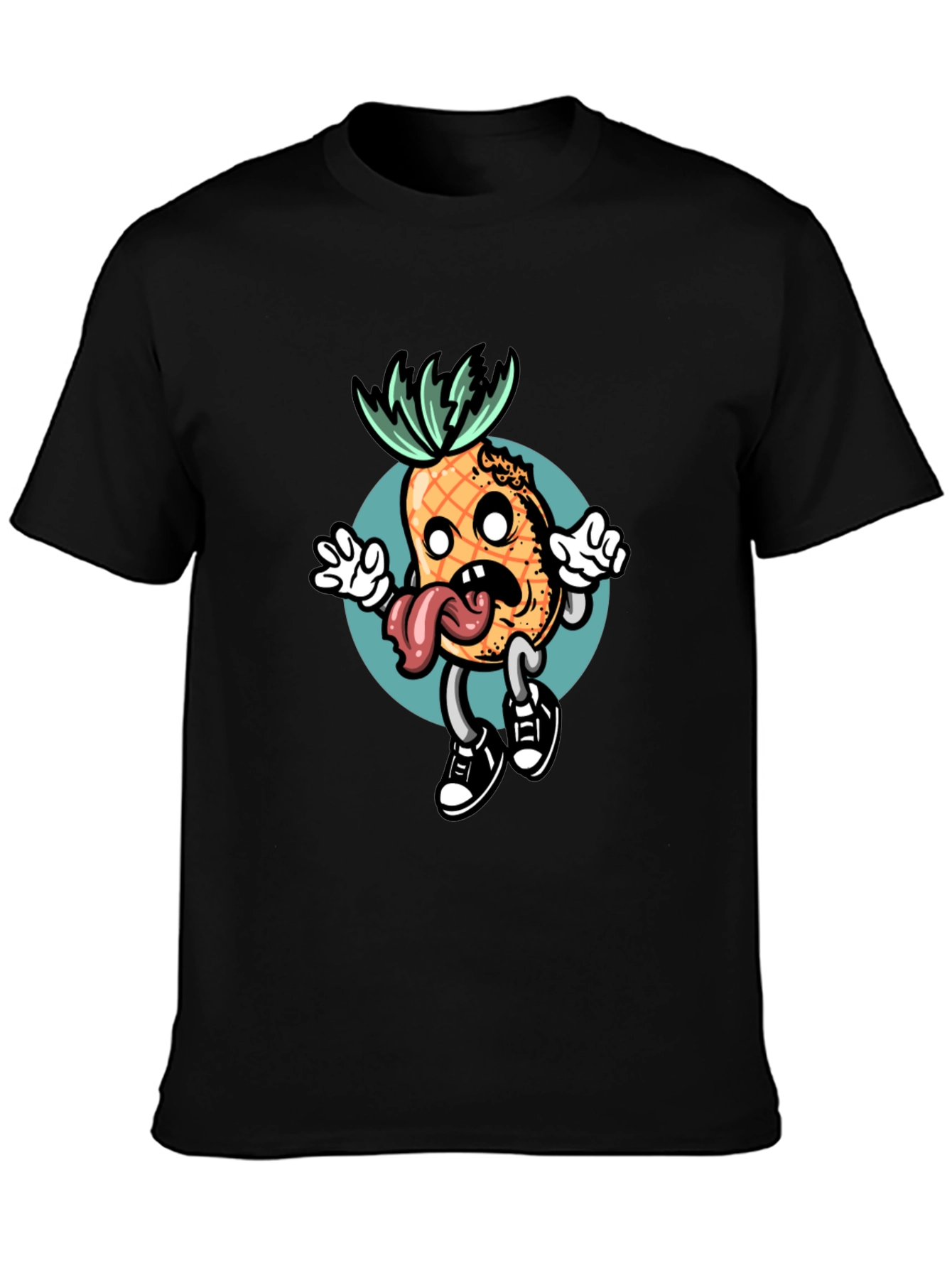 Black T-Shirt with Funny Pineapple Graphic