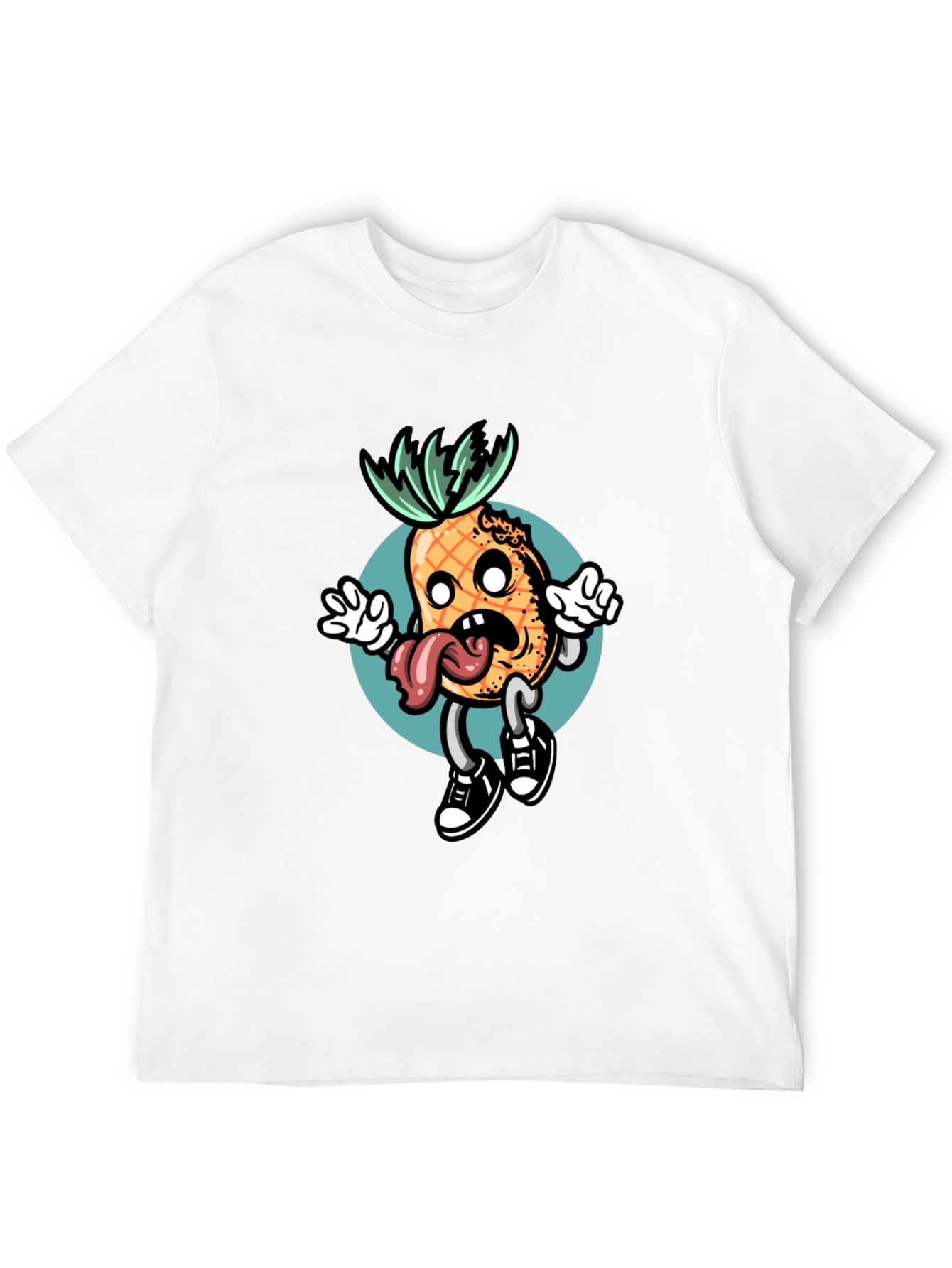 Black T-Shirt with Funny Pineapple Graphic
