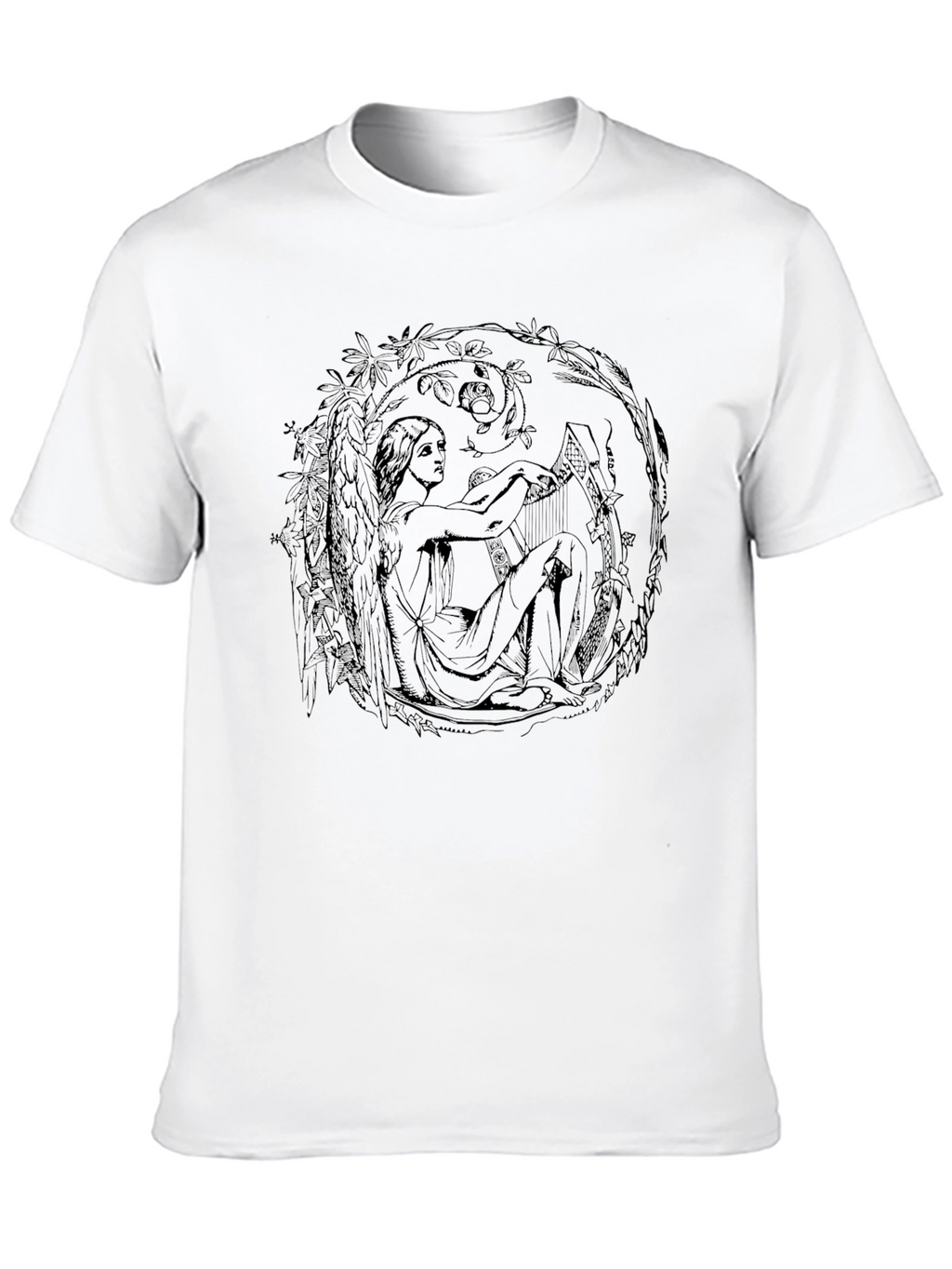 Art Nouveau Harpist Black T-Shirt
