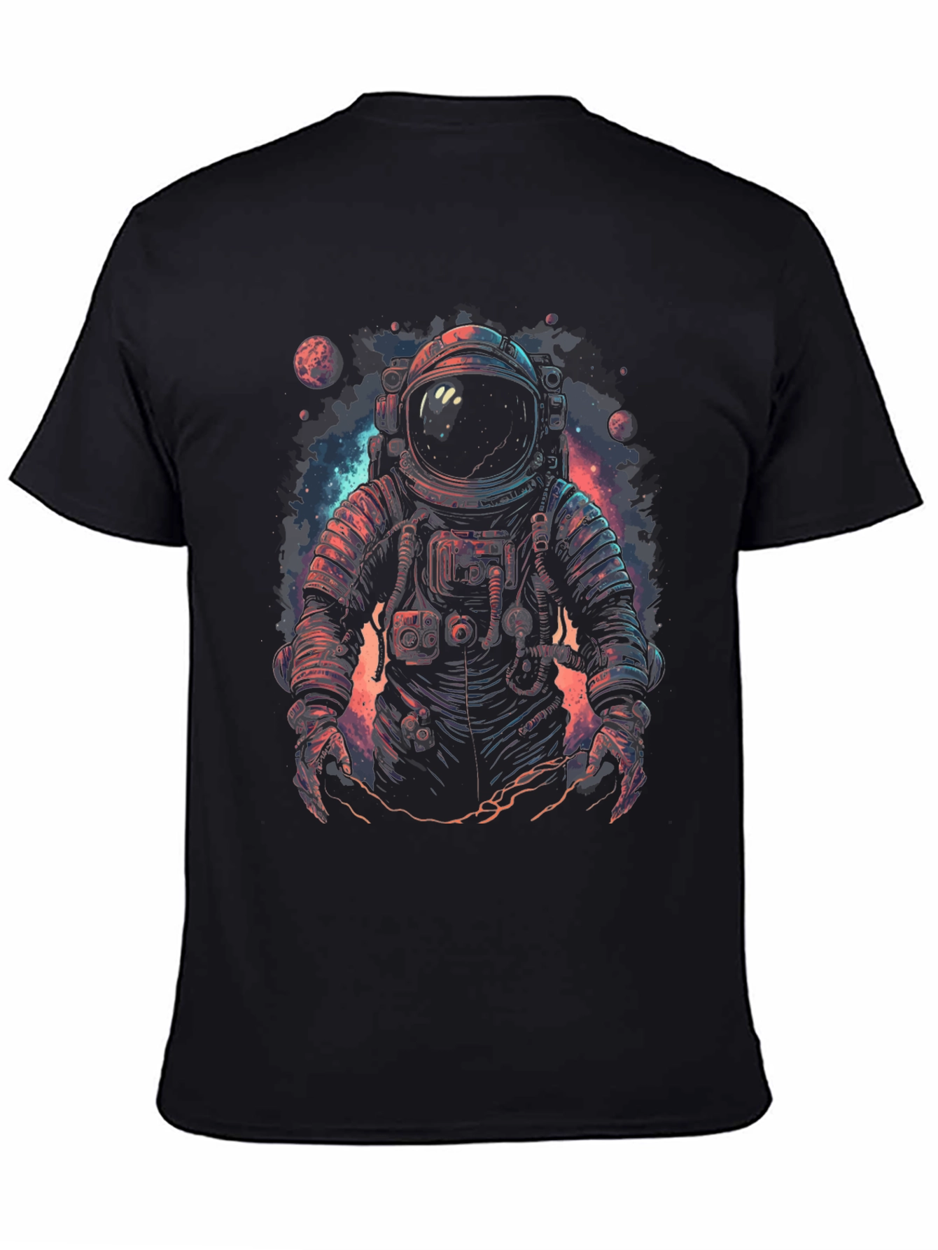 Astronaut Graphic Print Black T-Shirt