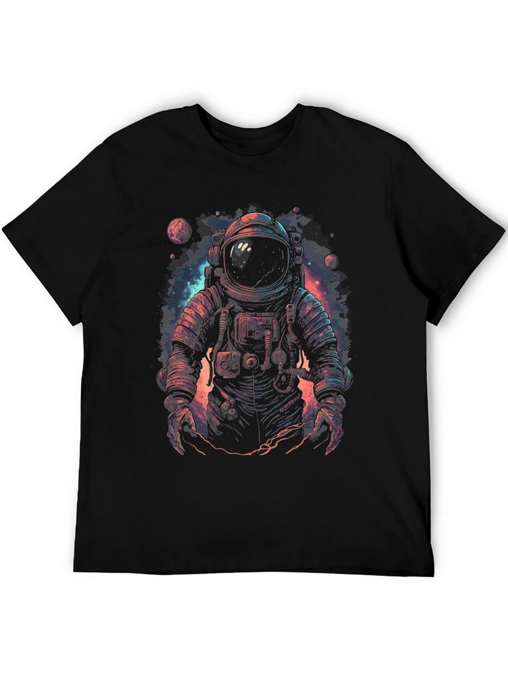 Astronaut Graphic Print Black T-Shirt