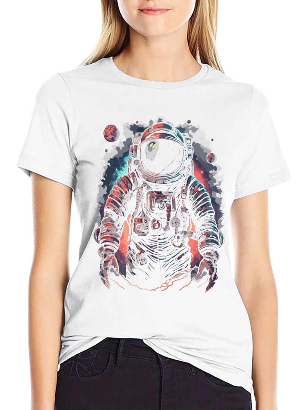 Astronaut Graphic Print Black T-Shirt
