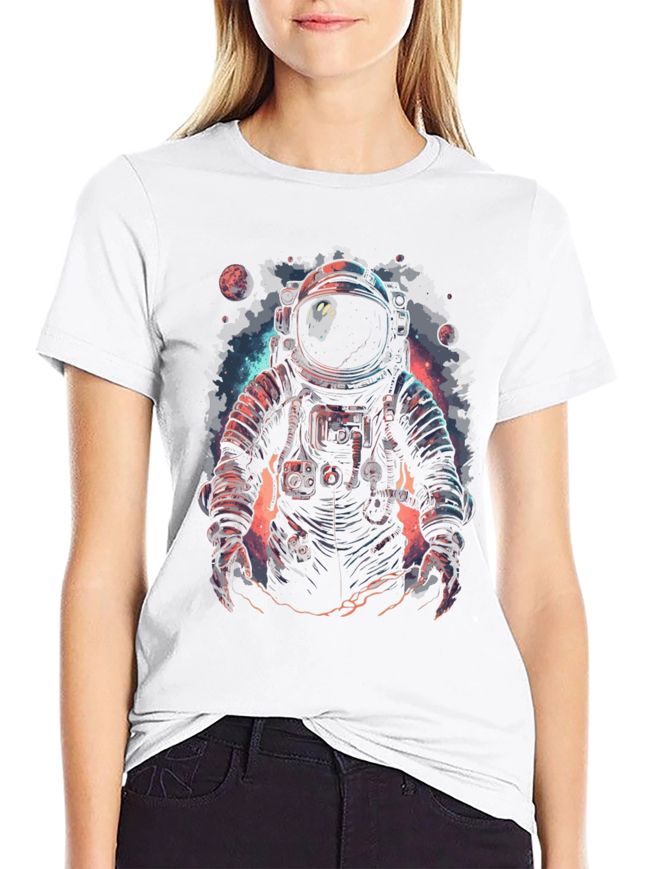 Astronaut Graphic Print Black T-Shirt