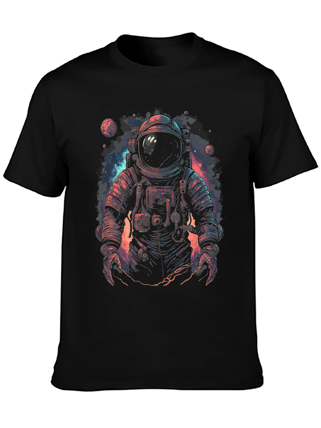 Astronaut Graphic Print Black T-Shirt