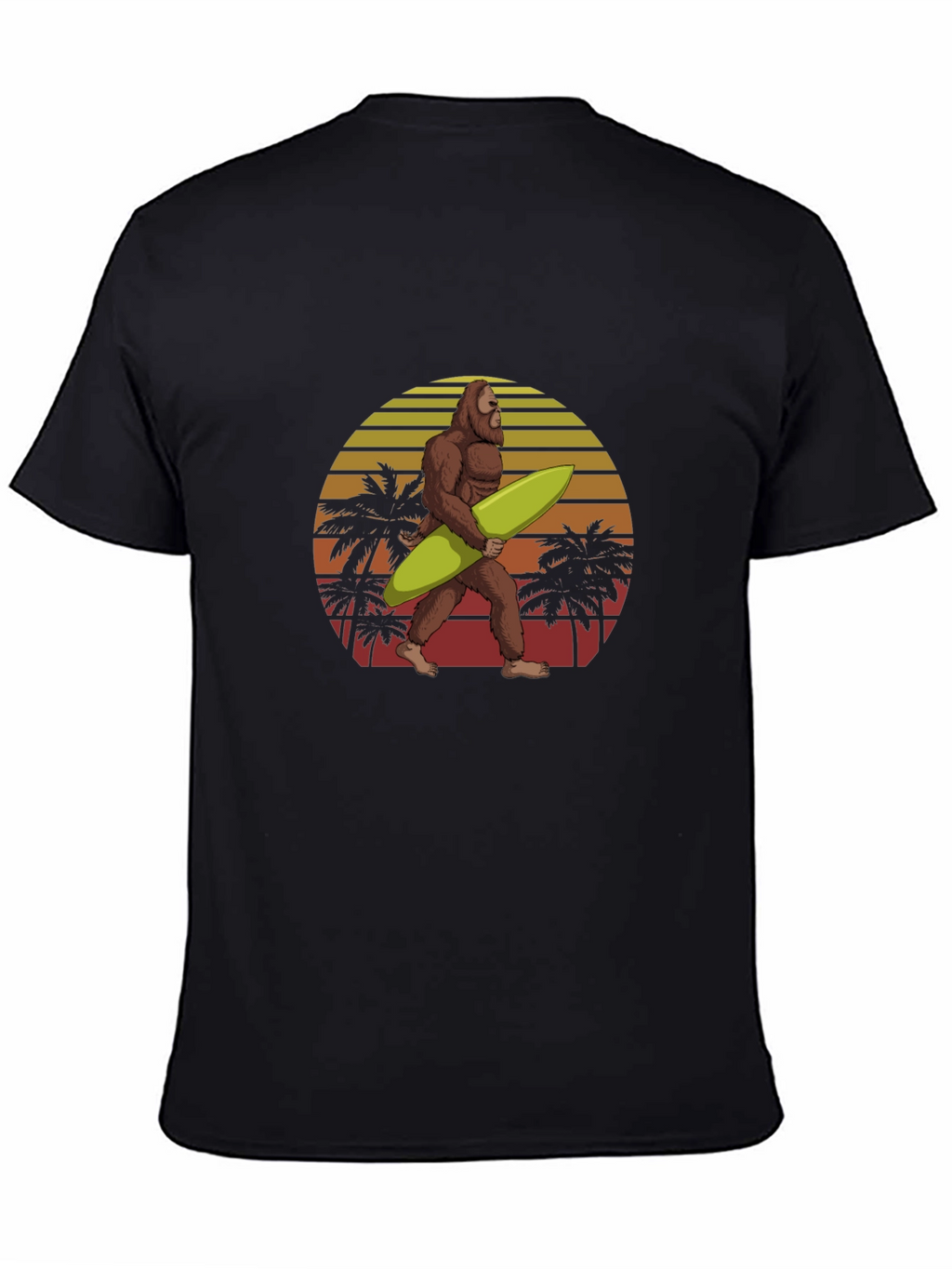 Bigfoot Surfing Sunset Graphic Tee - Black