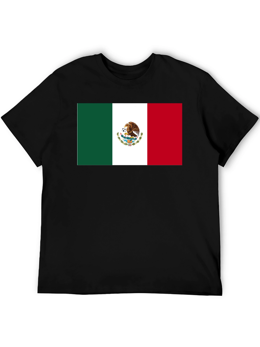 Mexico Flag Graphic Tee - Black Cotton T-Shirt