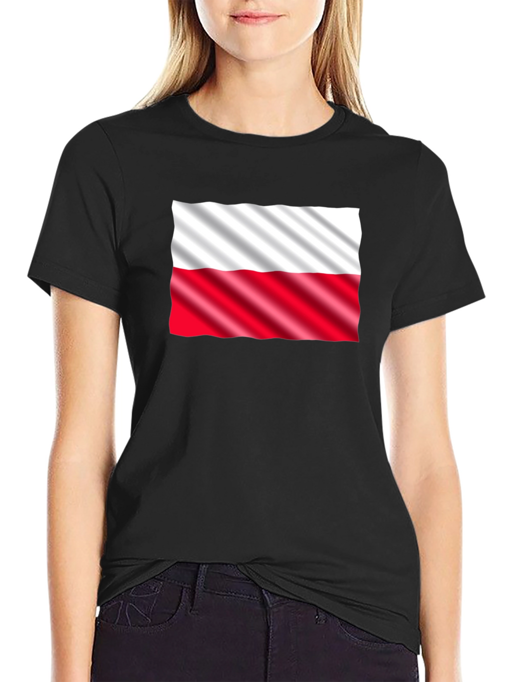 Poland Flag Graphic Print Black T-Shirt