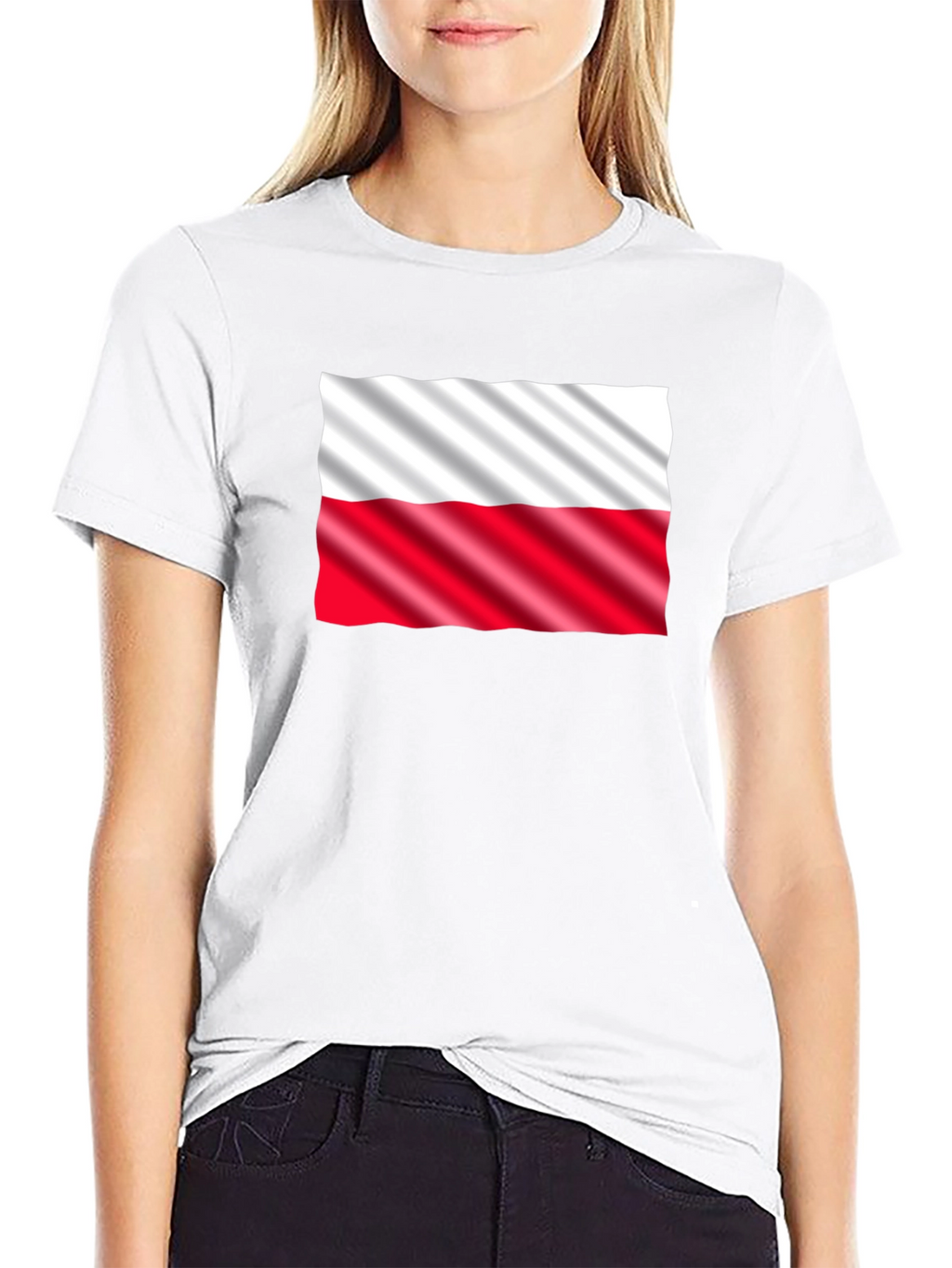 Poland Flag Graphic Print Black T-Shirt