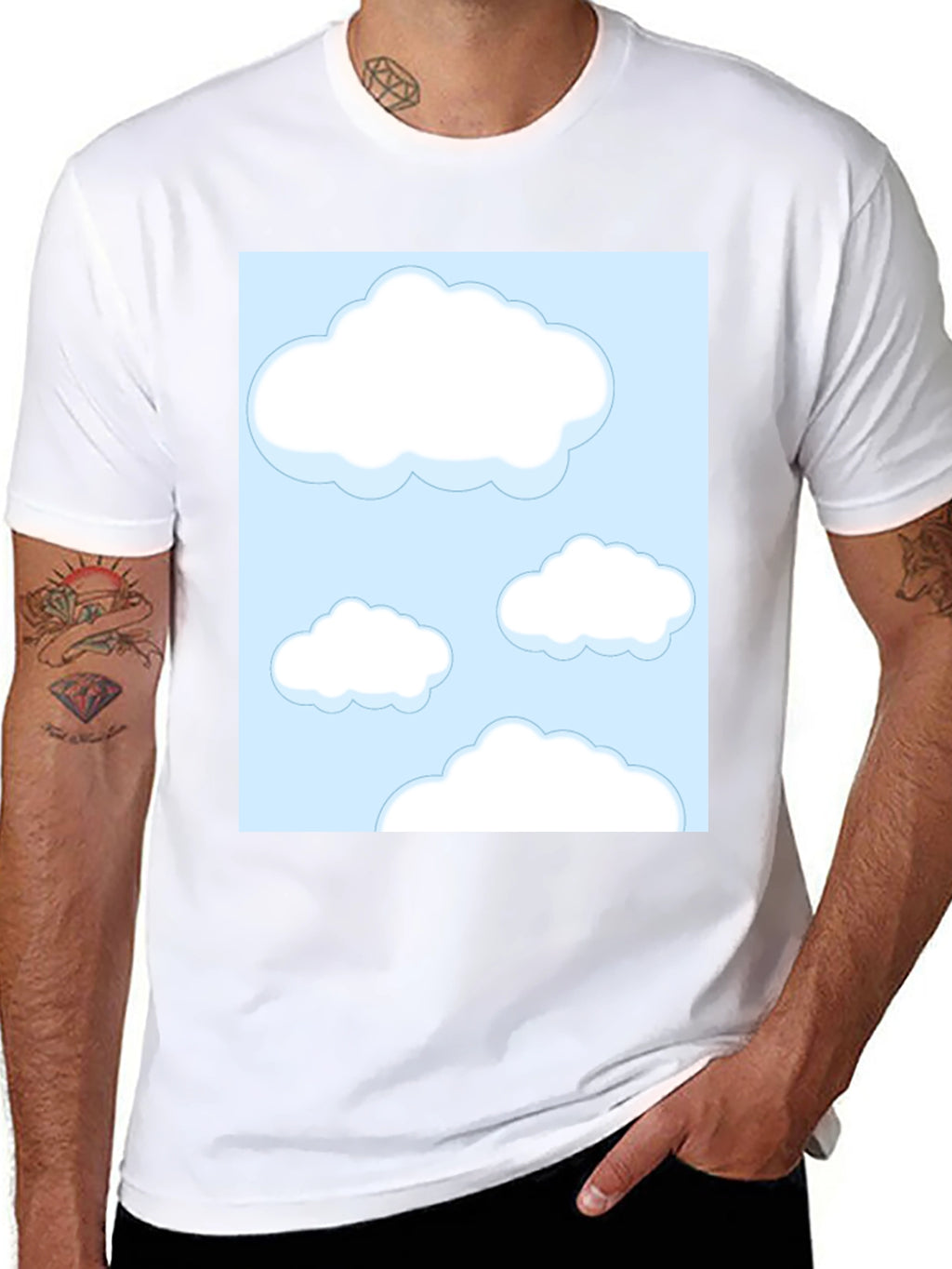 Cloud Print Black Tee