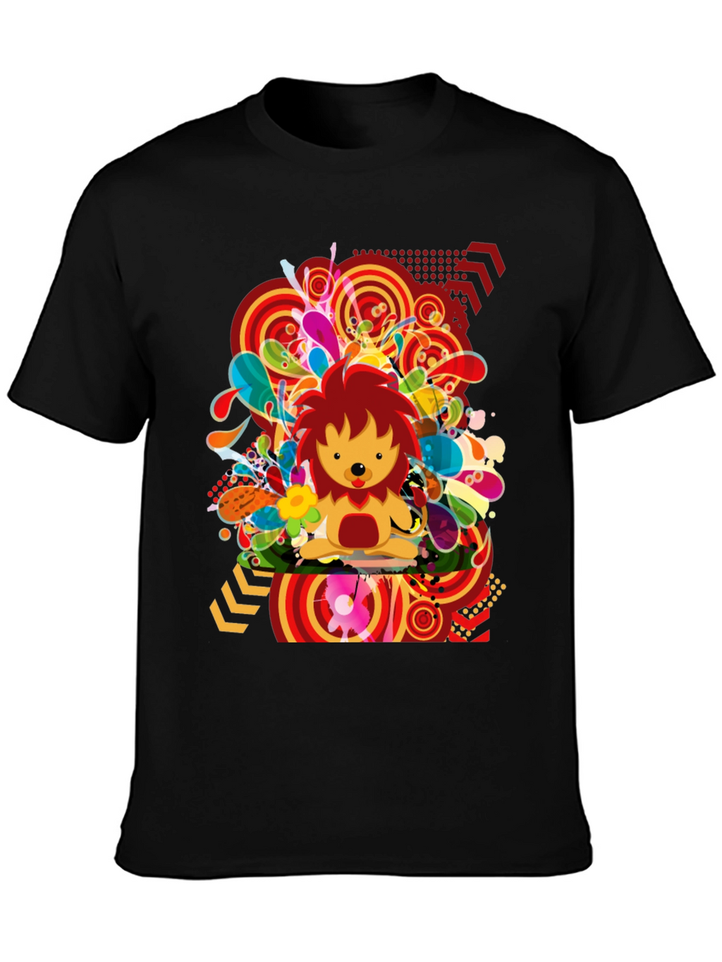 Funky Lion Graphic Tee - Mens Black T-Shirt