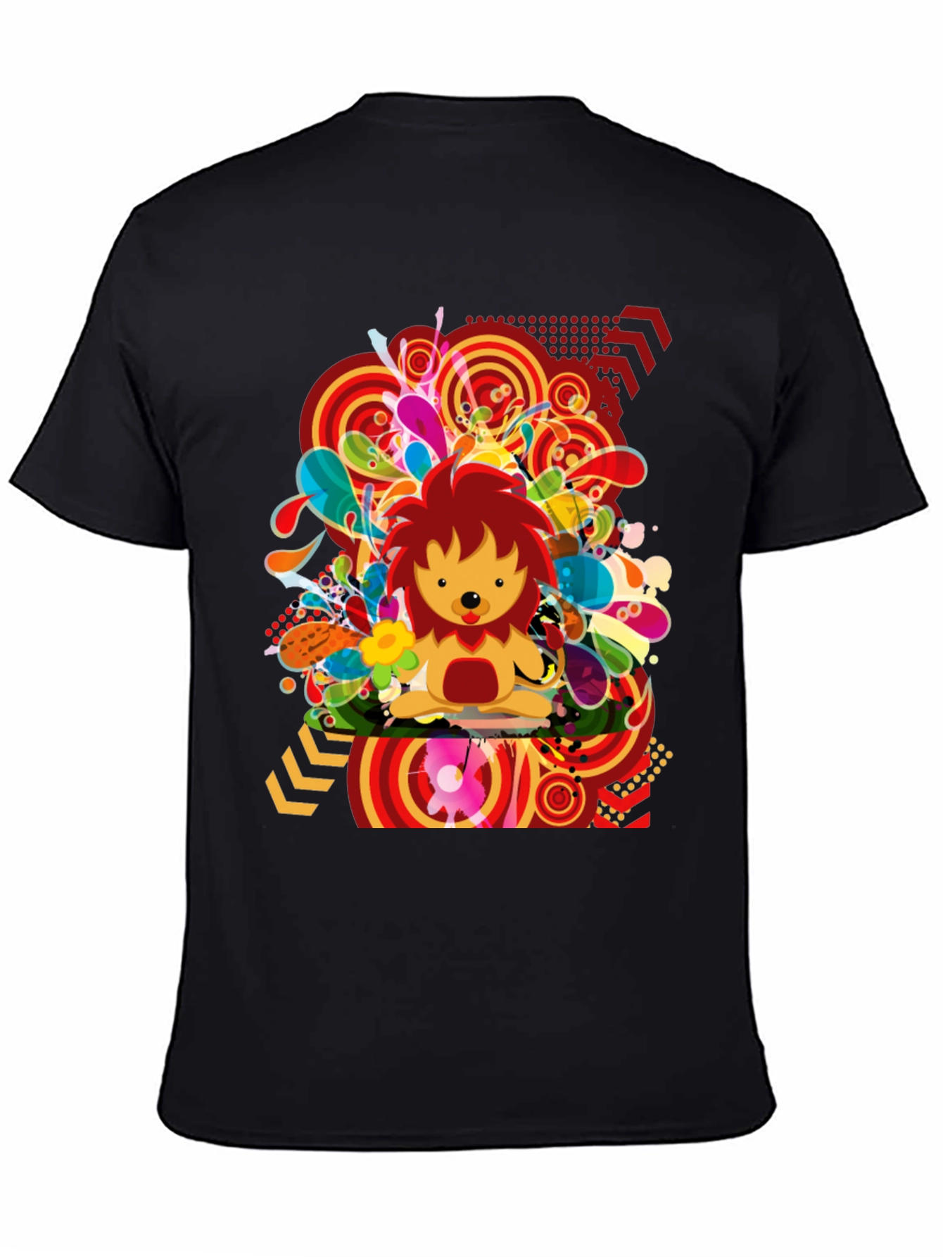 Funky Lion Graphic Tee - Mens Black T-Shirt
