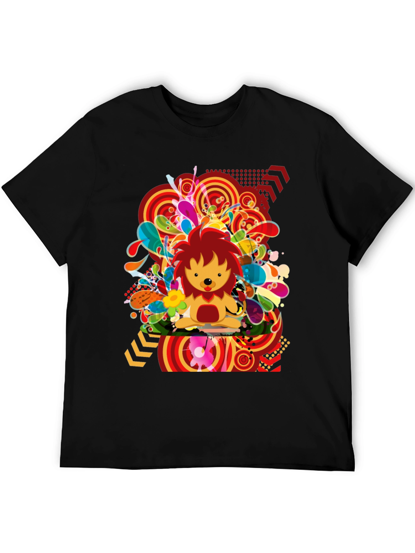 Funky Lion Graphic Tee - Mens Black T-Shirt