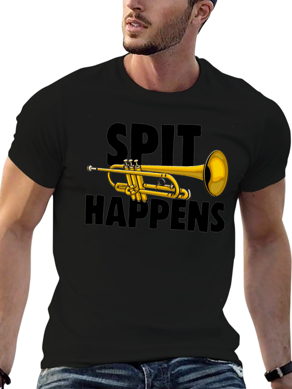 Spit Happens Trumpet Graphic Tee