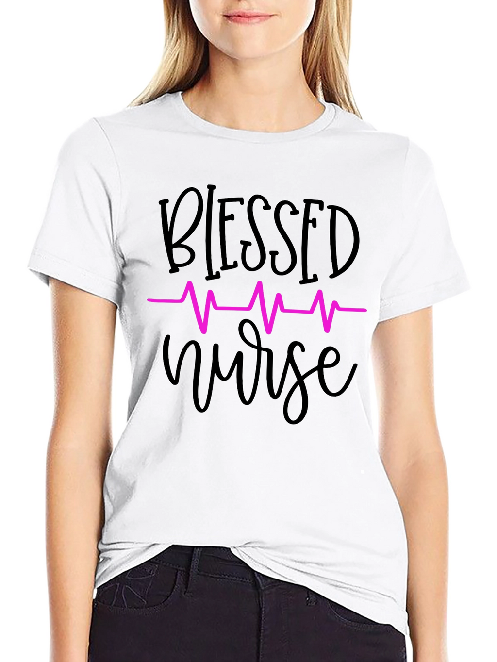 Blessed Nurse T-Shirt - Heartbeat Design