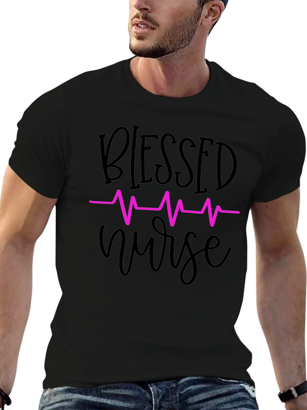 Blessed Nurse T-Shirt - Heartbeat Design