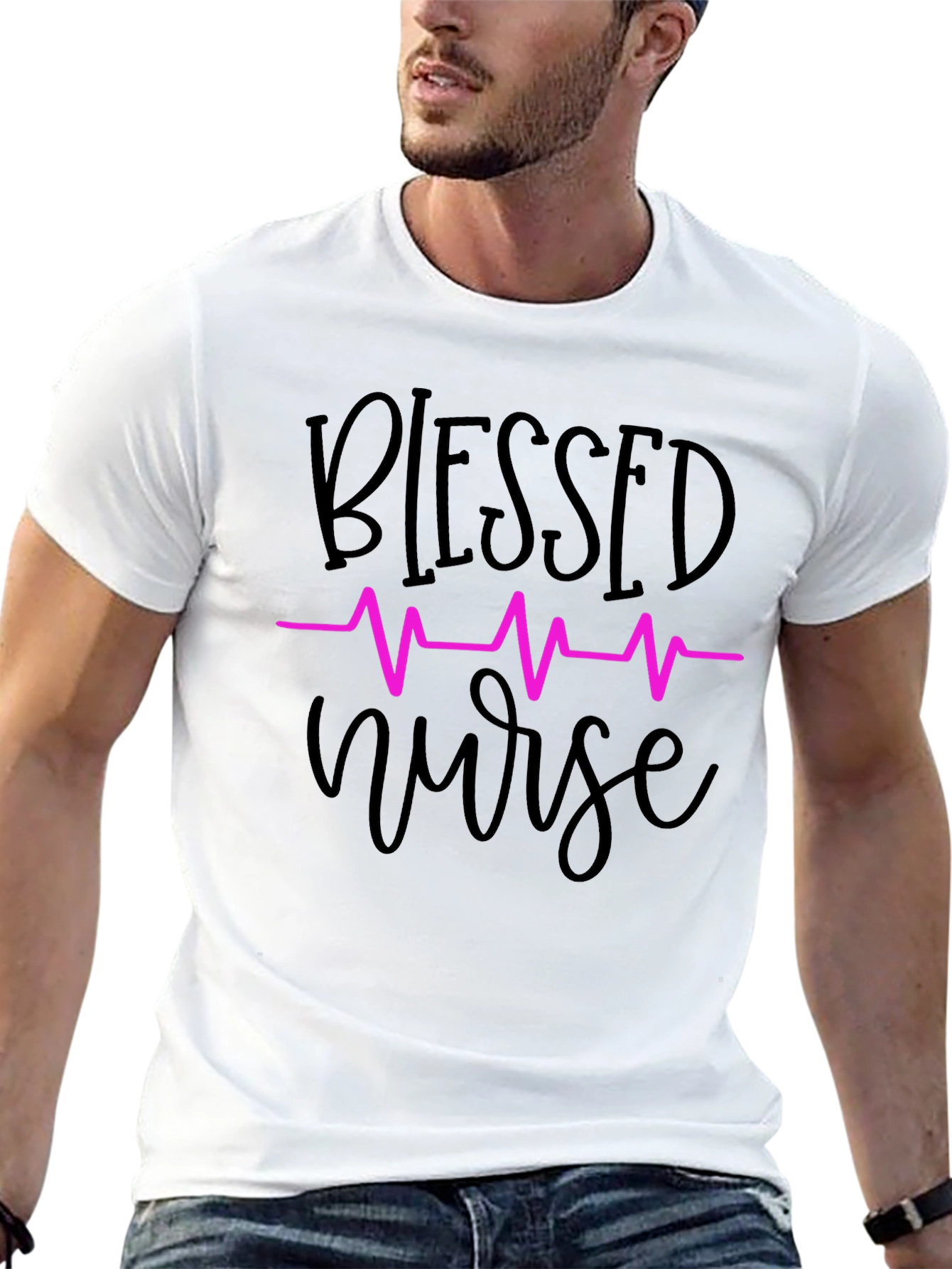 Blessed Nurse T-Shirt - Heartbeat Design