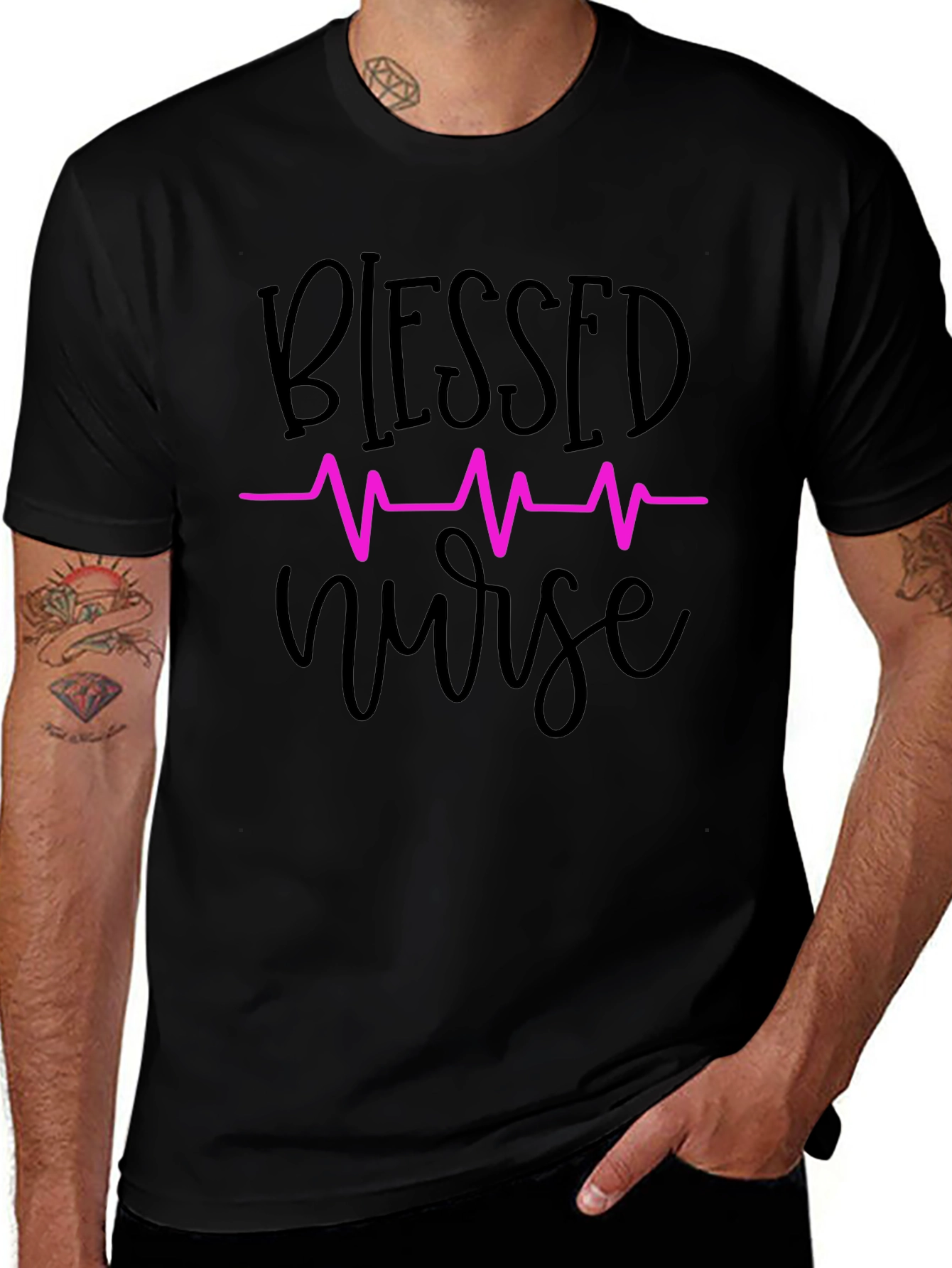 Blessed Nurse T-Shirt - Heartbeat Design