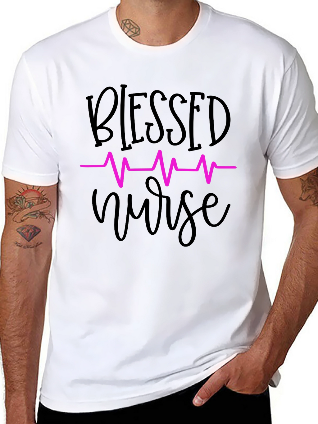 Blessed Nurse T-Shirt - Heartbeat Design