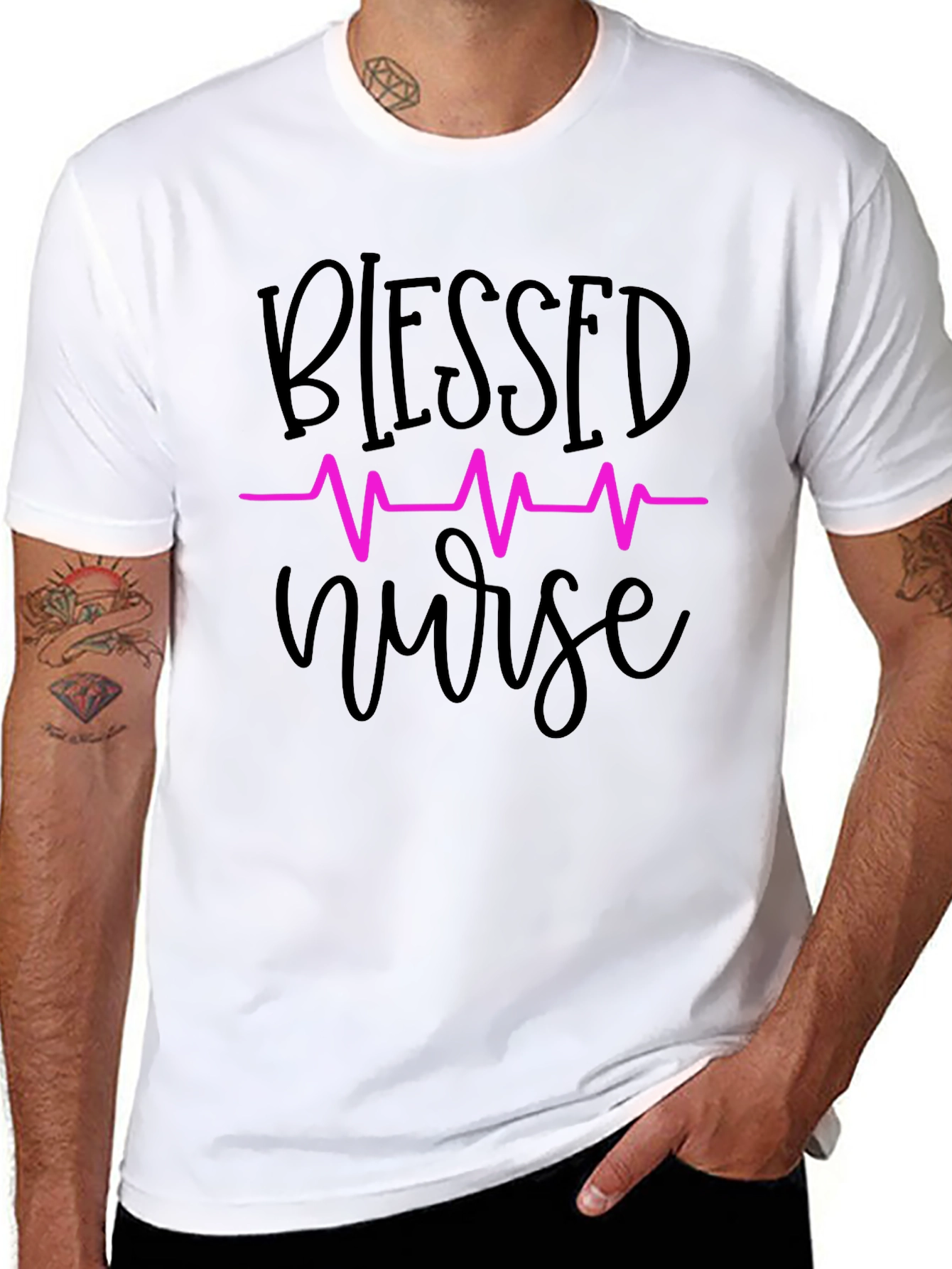 Blessed Nurse T-Shirt - Heartbeat Design