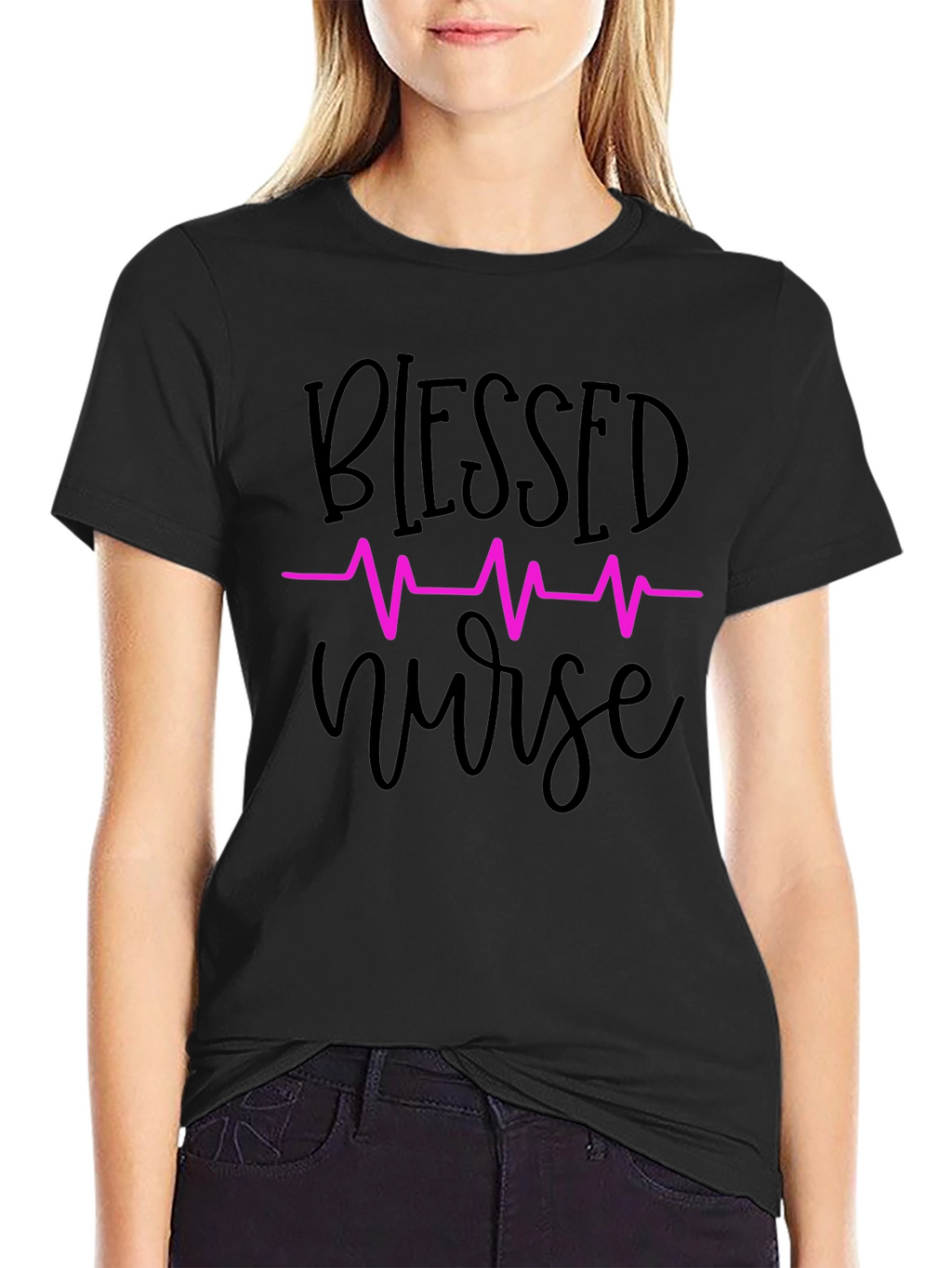 Blessed Nurse T-Shirt - Heartbeat Design
